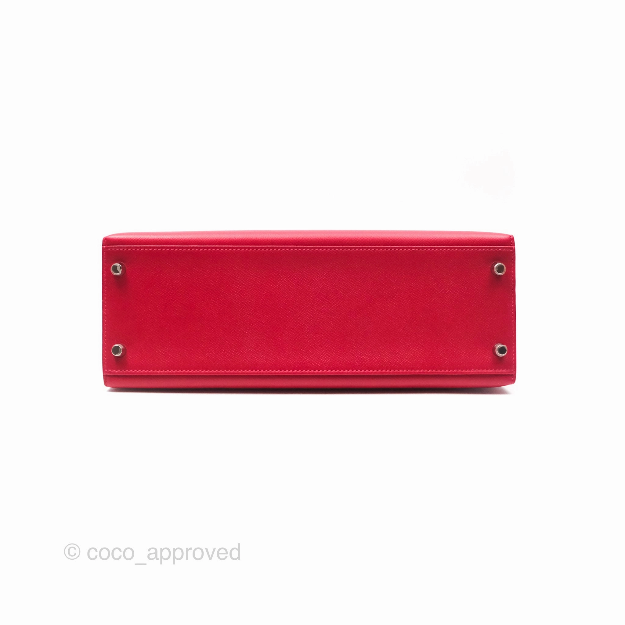 Herms Kelly 32 Sellier Rouge Casaque Q5 Epsom Palladium Hardware