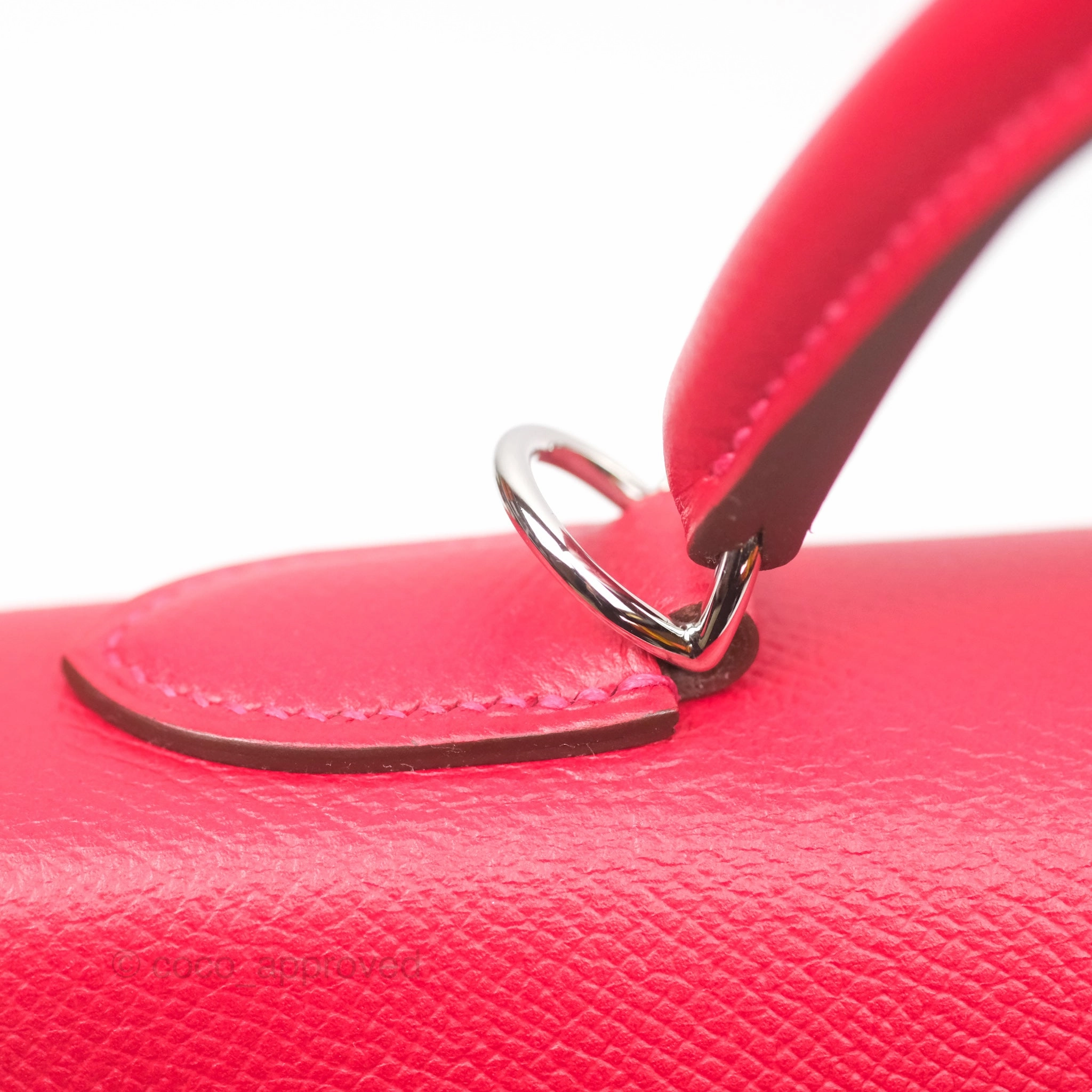 Herms Kelly 32 Sellier Rouge Casaque Q5 Epsom Palladium Hardware