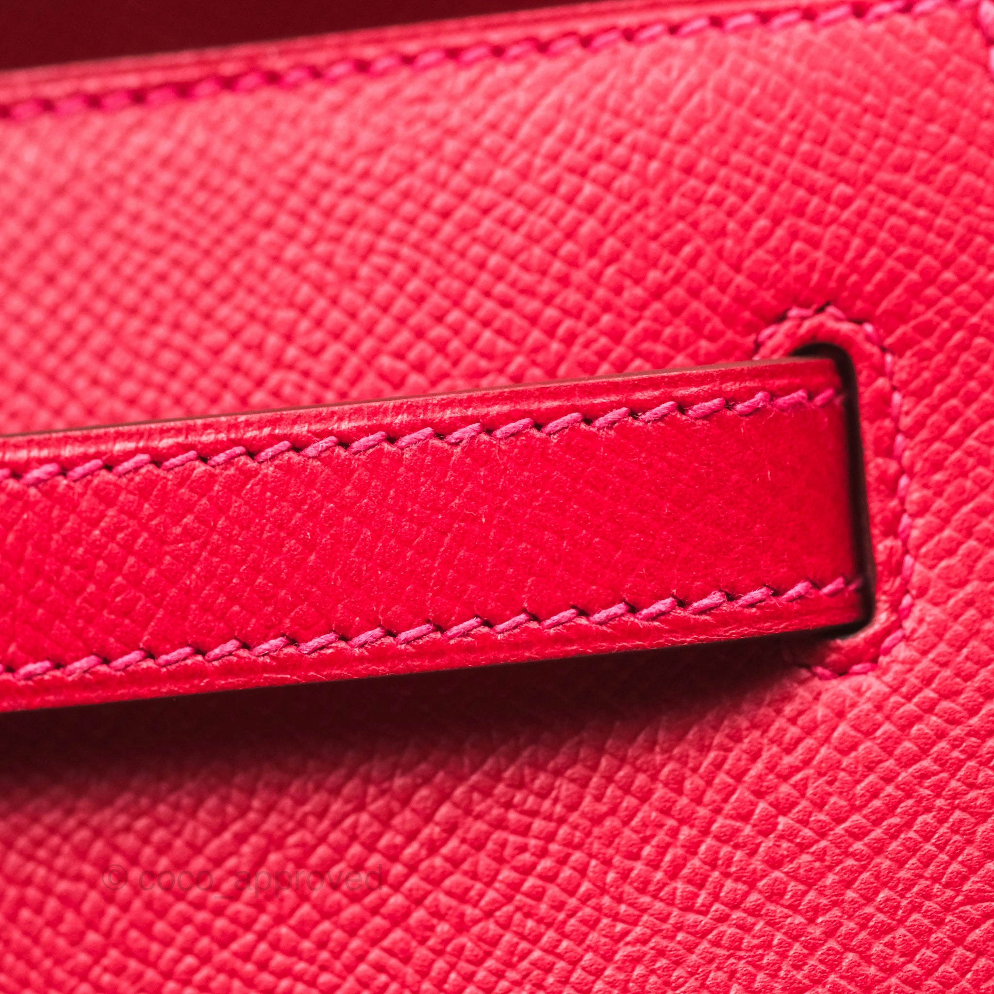 Herms Kelly 32 Sellier Rouge Casaque Q5 Epsom Palladium Hardware