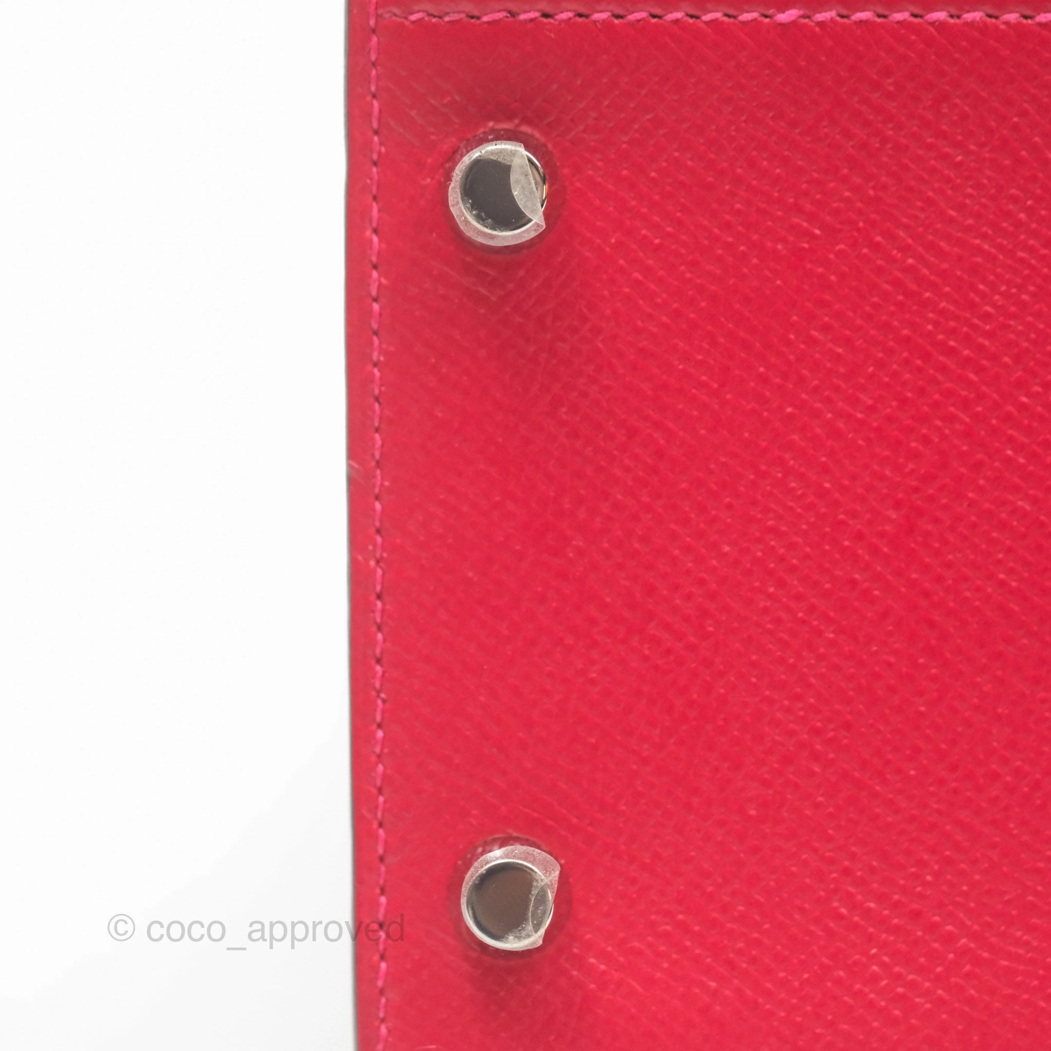 Herms Kelly 32 Sellier Rouge Casaque Q5 Epsom Palladium Hardware