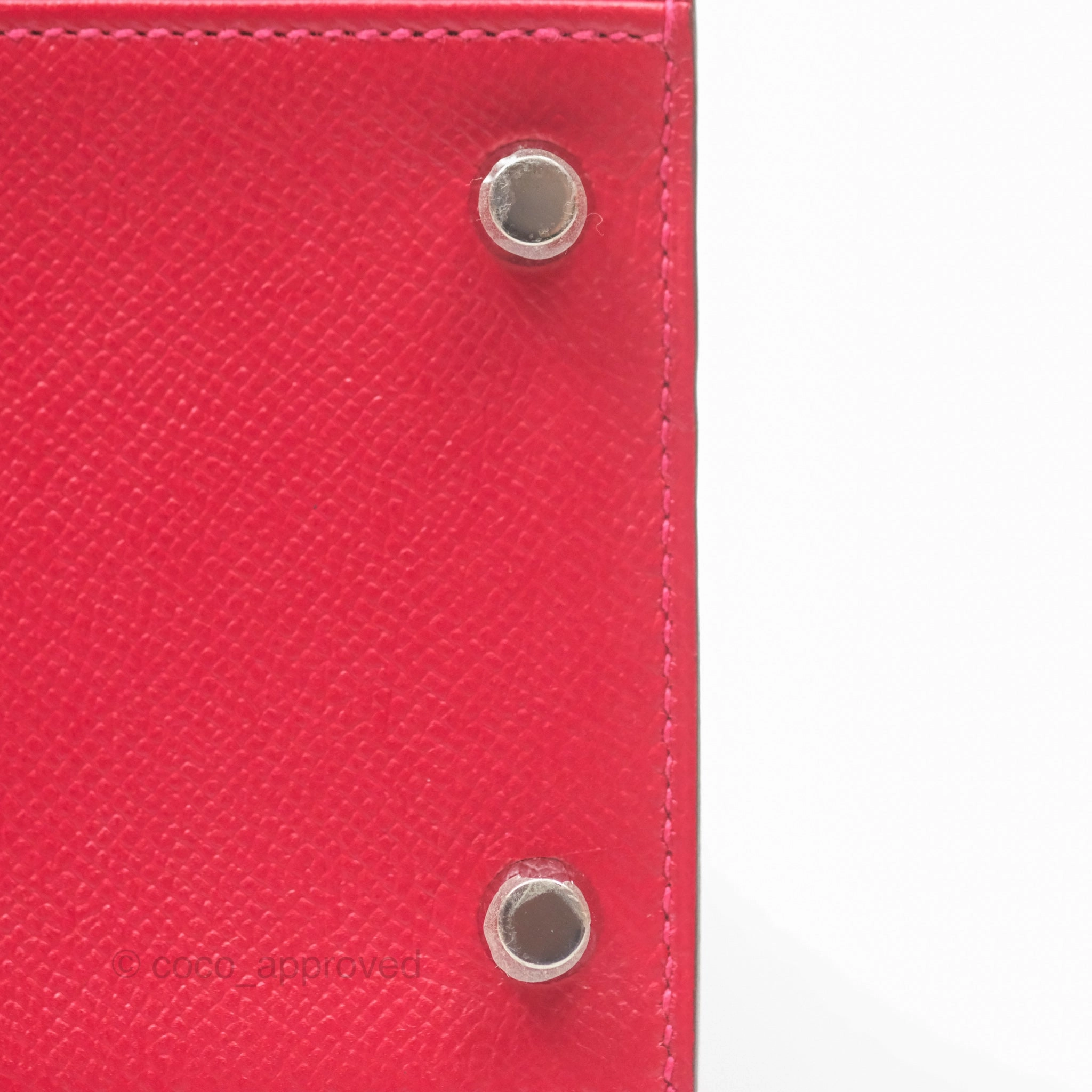 Herms Kelly 32 Sellier Rouge Casaque Q5 Epsom Palladium Hardware