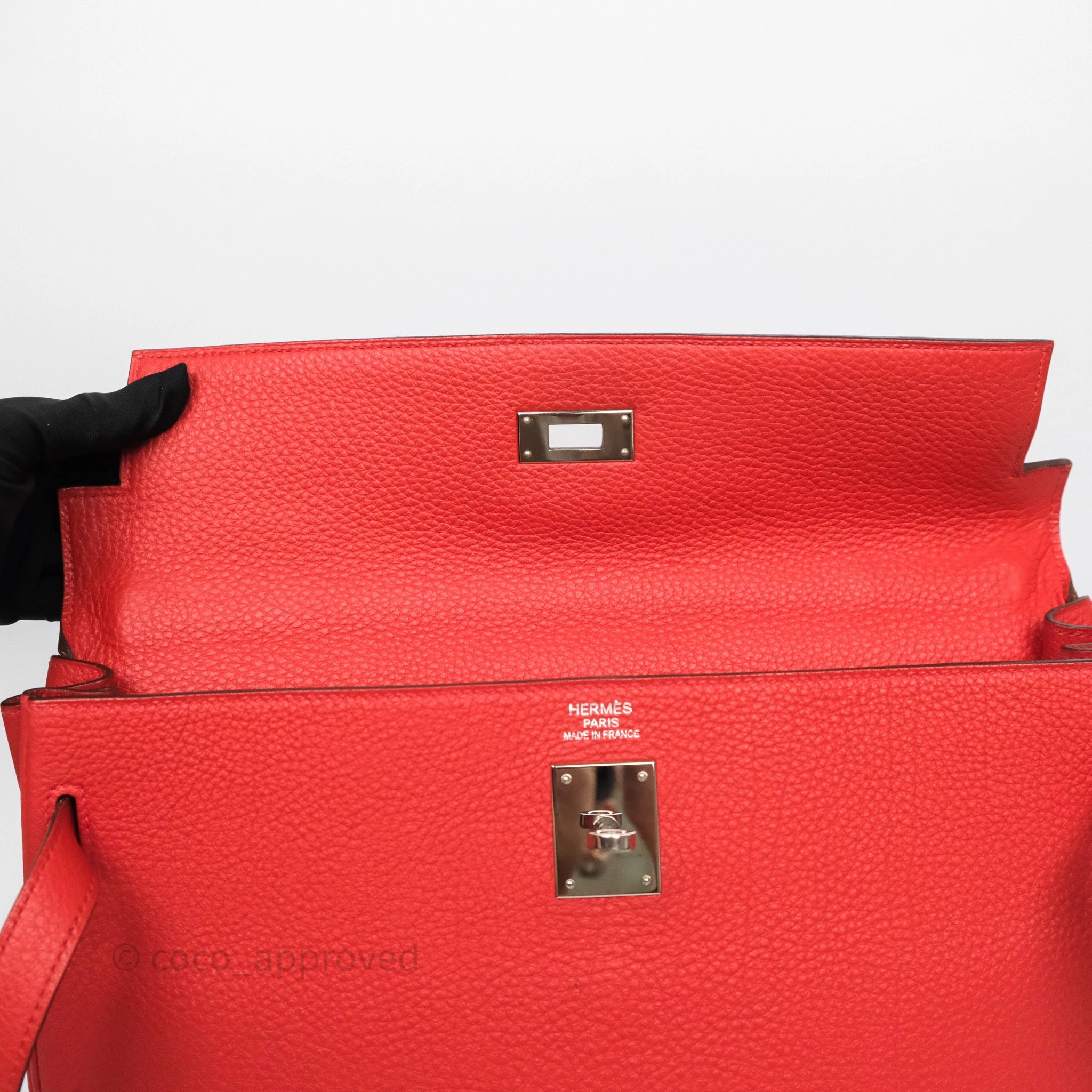 Herms Kelly 35 Retourne Red Togo Palladium Hardware
