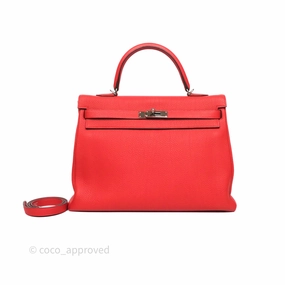 Herms Kelly 35 Retourne Red Togo Palladium Hardware