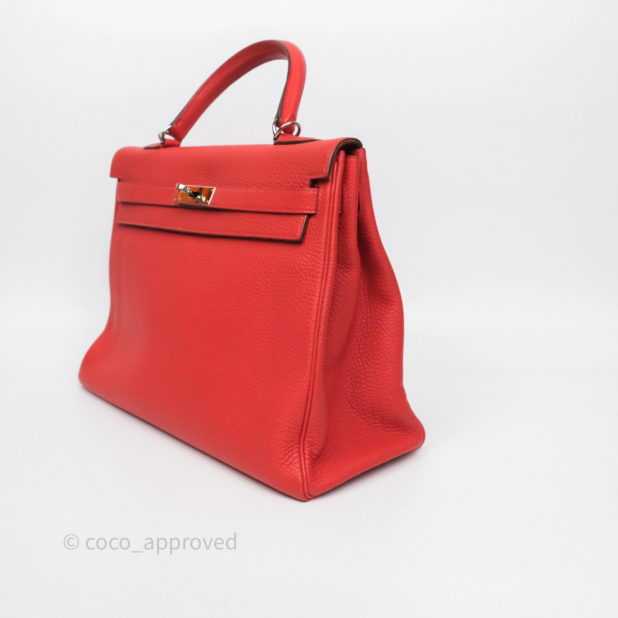 Herms Kelly 35 Retourne Red Togo Palladium Hardware