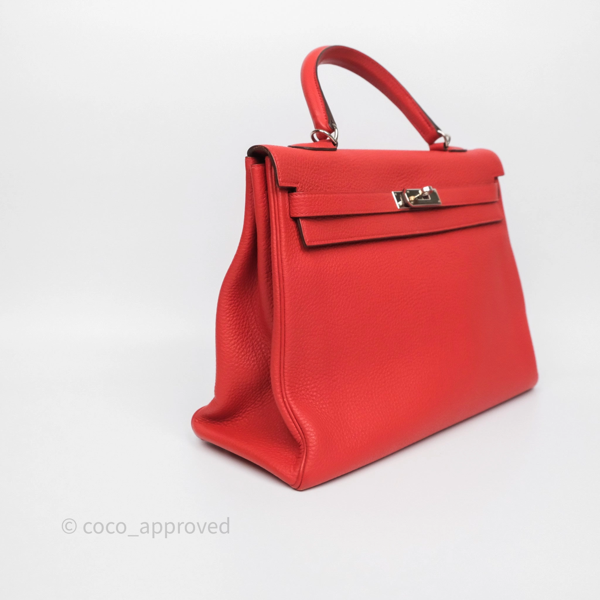 Herms Kelly 35 Retourne Red Togo Palladium Hardware