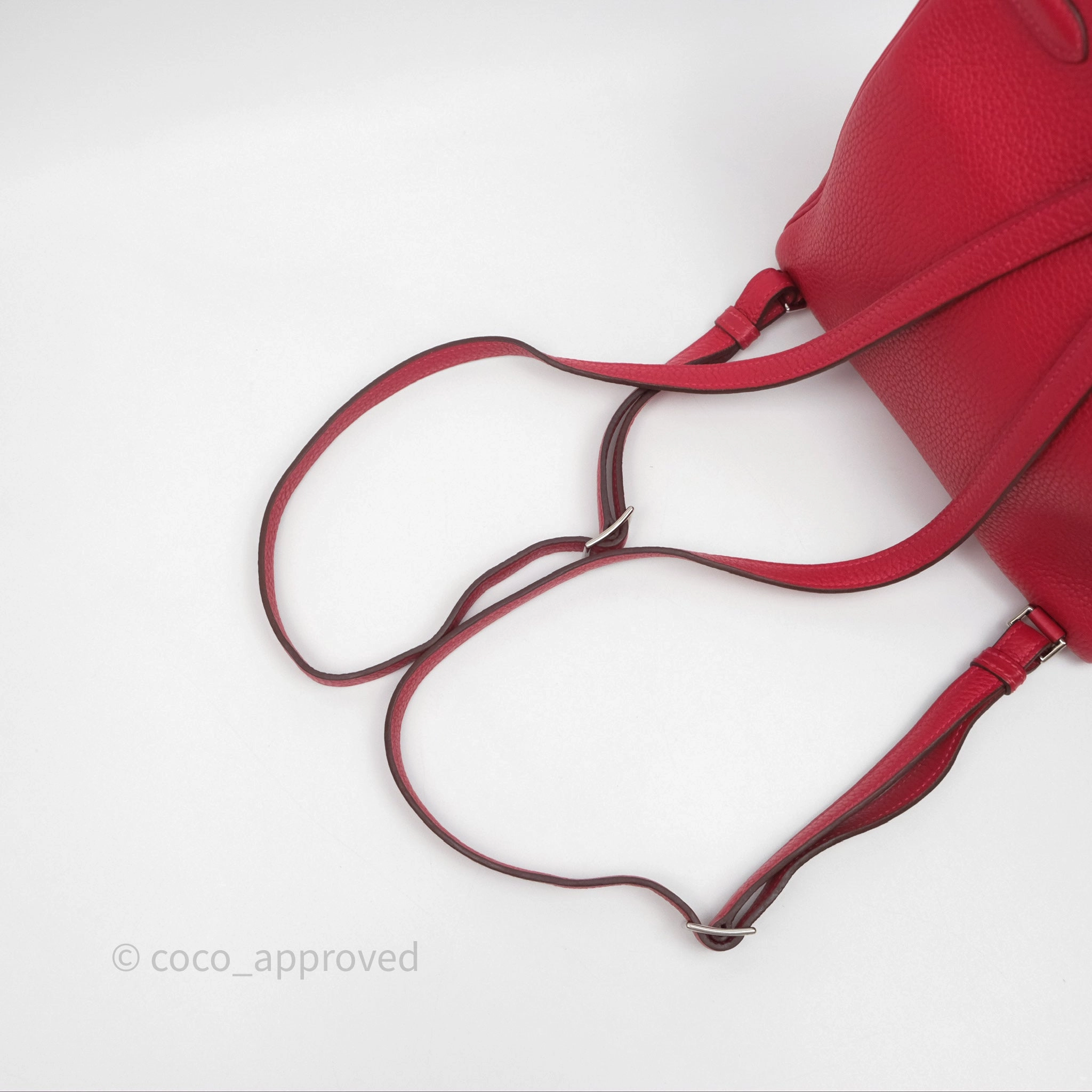 Herms Kelly Ado Backpack Red Rouge Clemence Palladium Hardware
