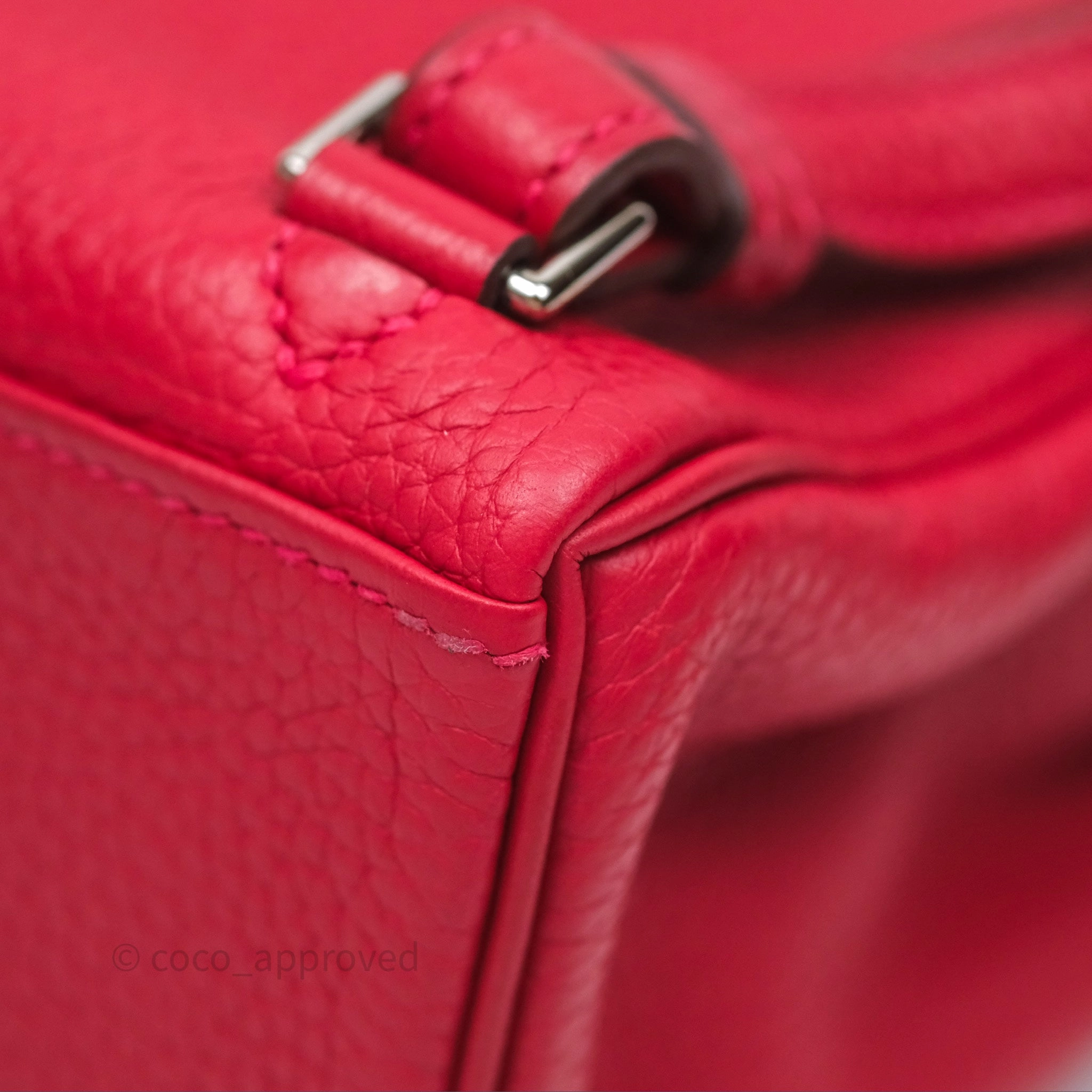 Herms Kelly Ado Backpack Red Rouge Clemence Palladium Hardware
