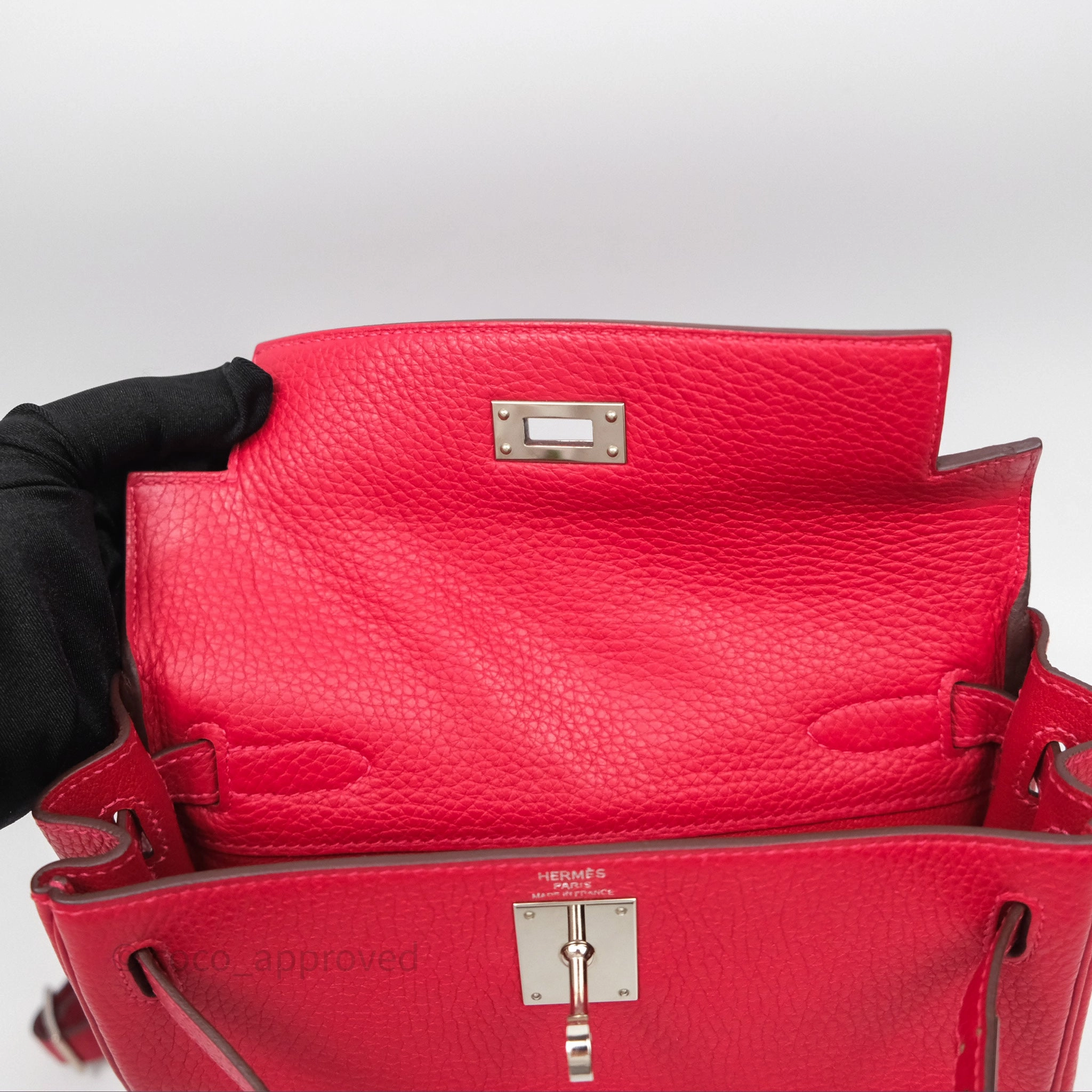 Herms Kelly Ado Backpack Red Rouge Clemence Palladium Hardware