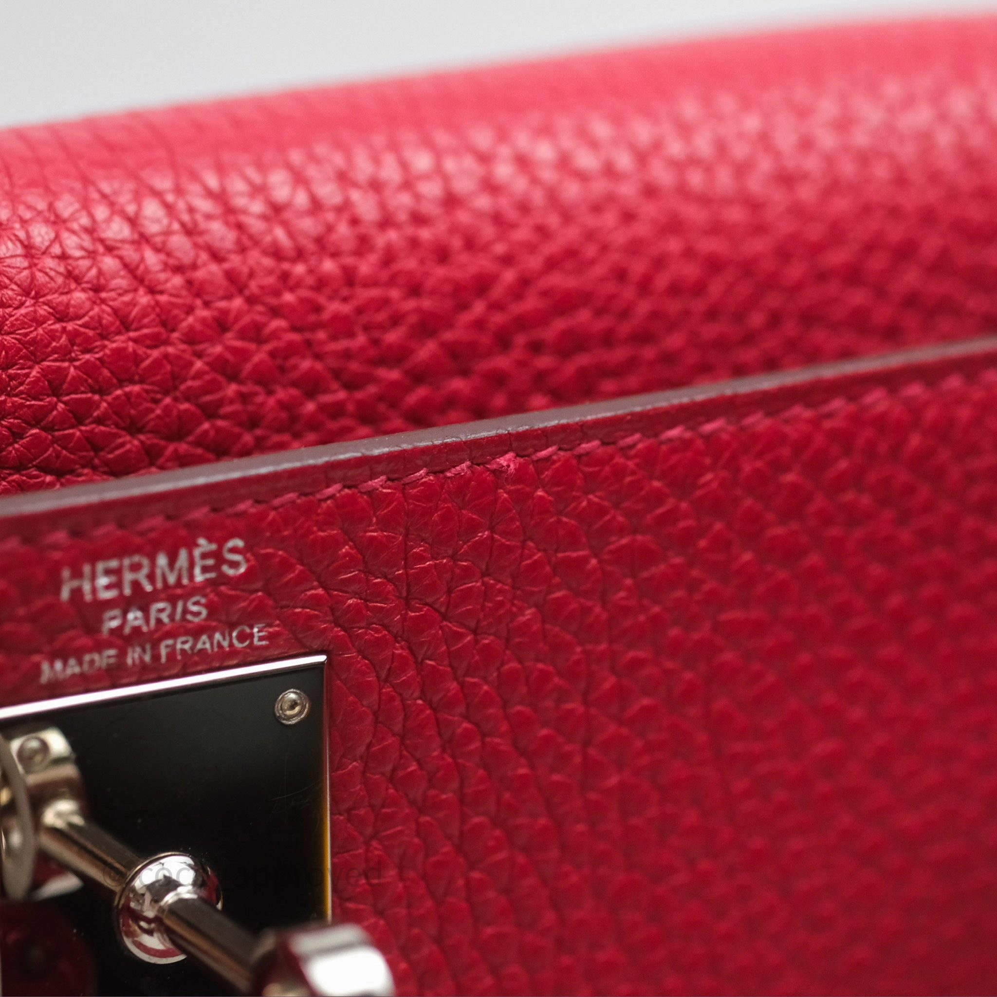 Herms Kelly Ado Backpack Red Rouge Clemence Palladium Hardware
