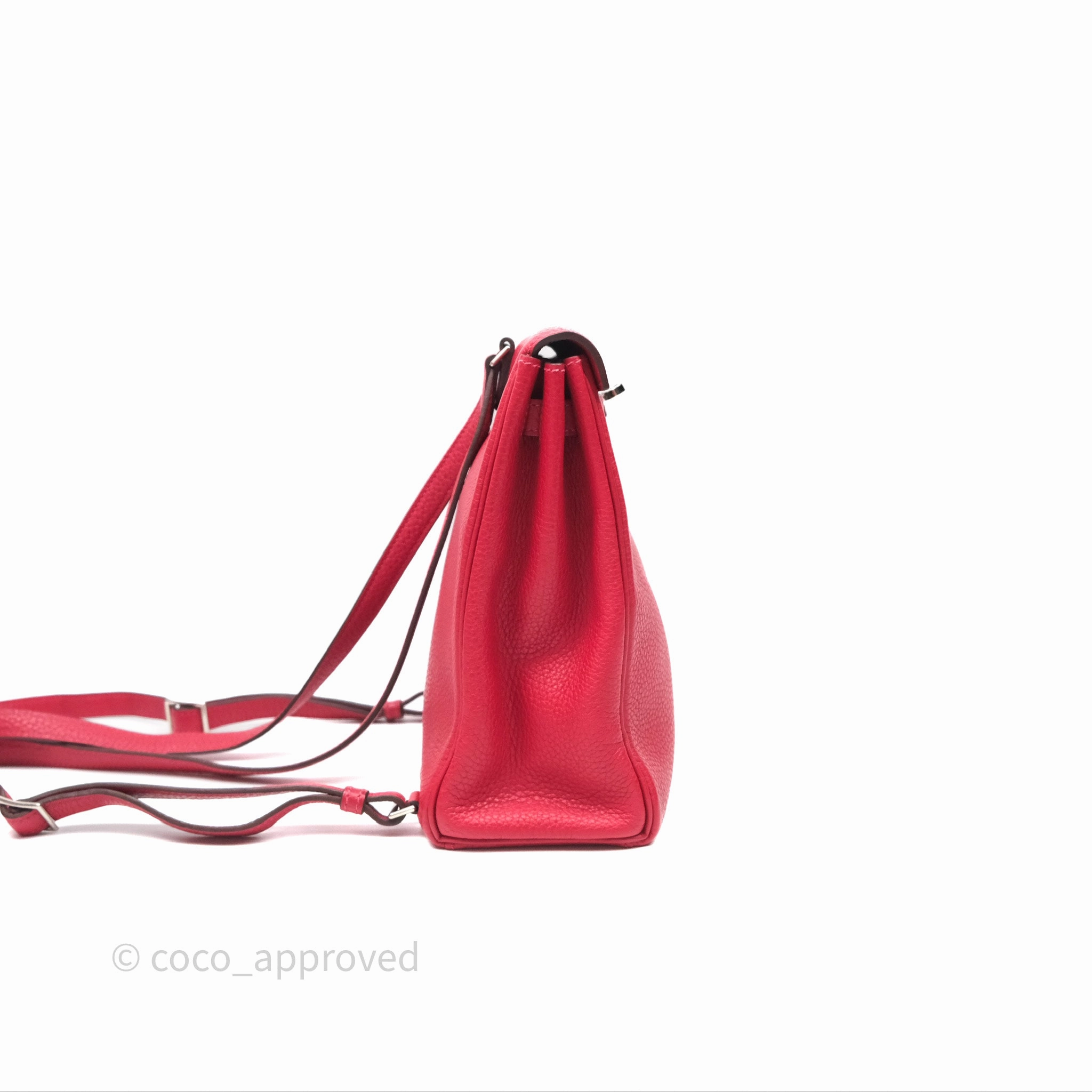Herms Kelly Ado Backpack Red Rouge Clemence Palladium Hardware