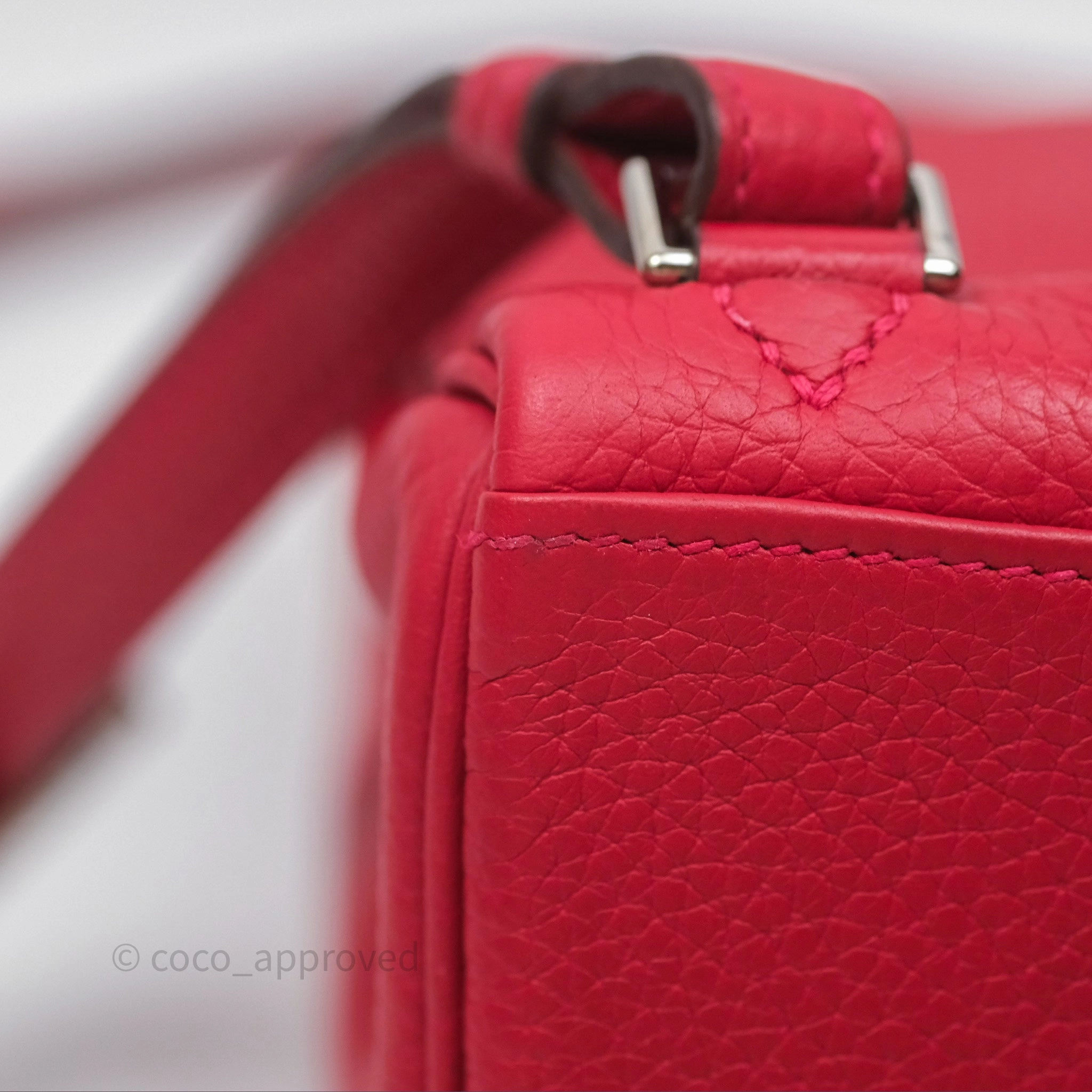 Herms Kelly Ado Backpack Red Rouge Clemence Palladium Hardware
