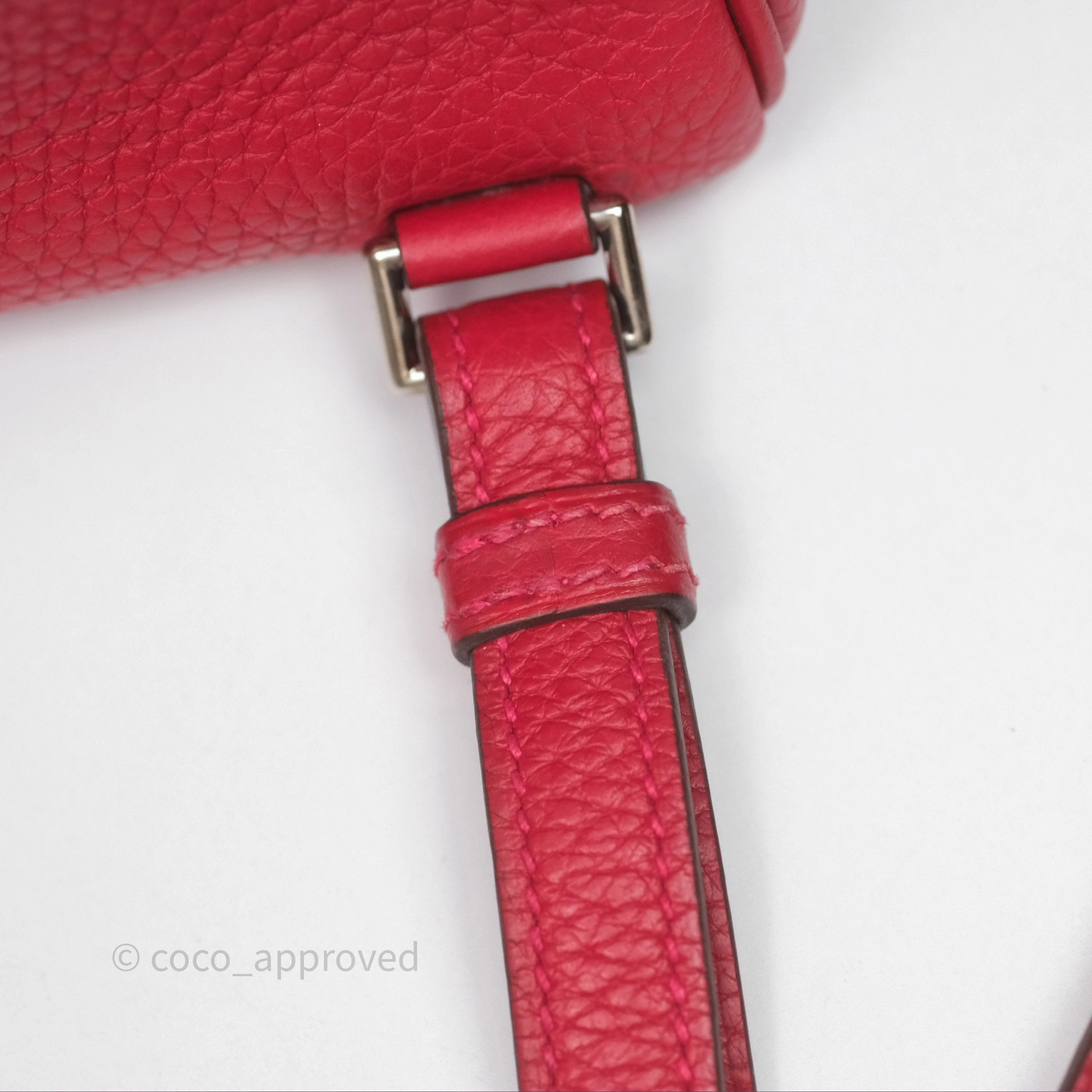 Herms Kelly Ado Backpack Red Rouge Clemence Palladium Hardware