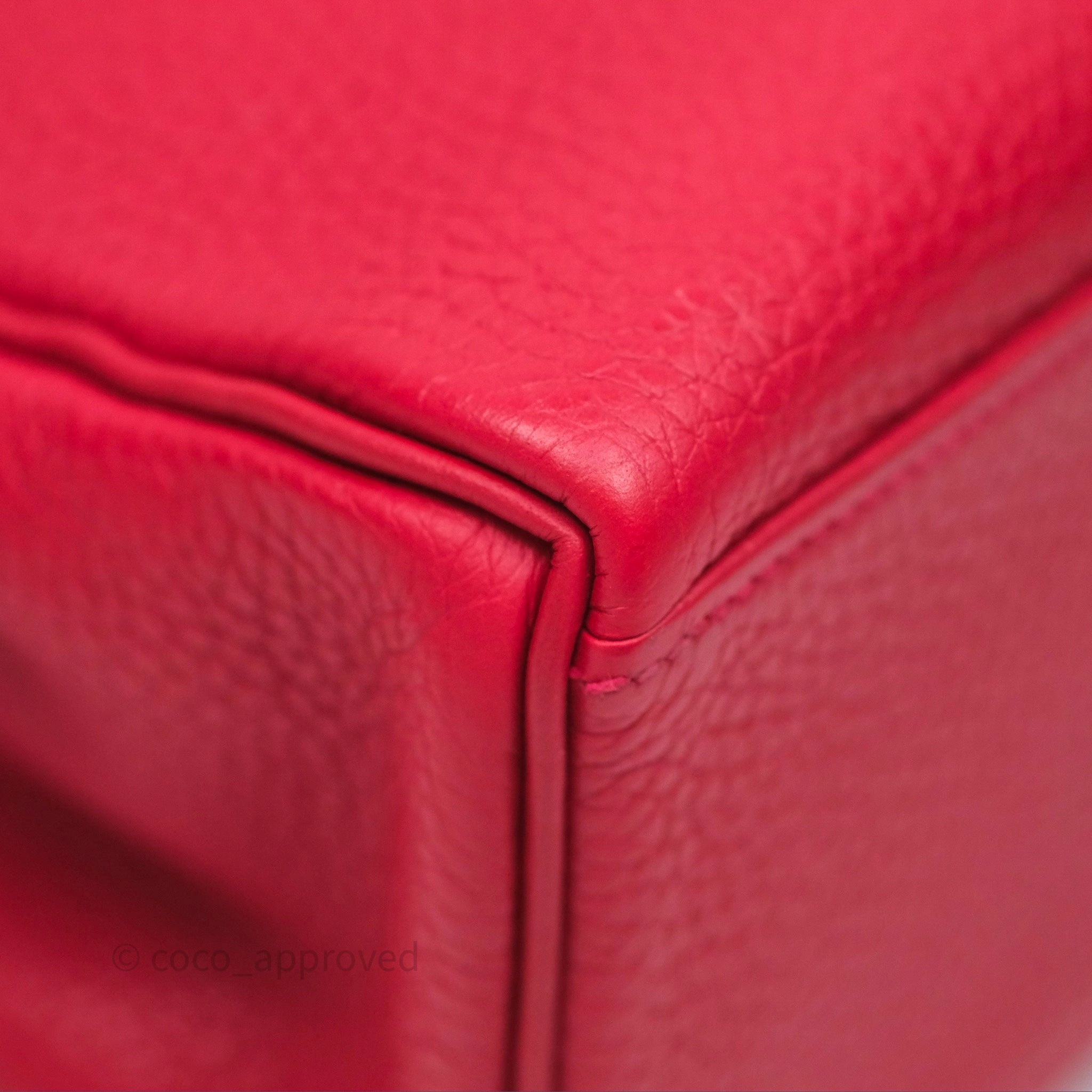 Herms Kelly Ado Backpack Red Rouge Clemence Palladium Hardware