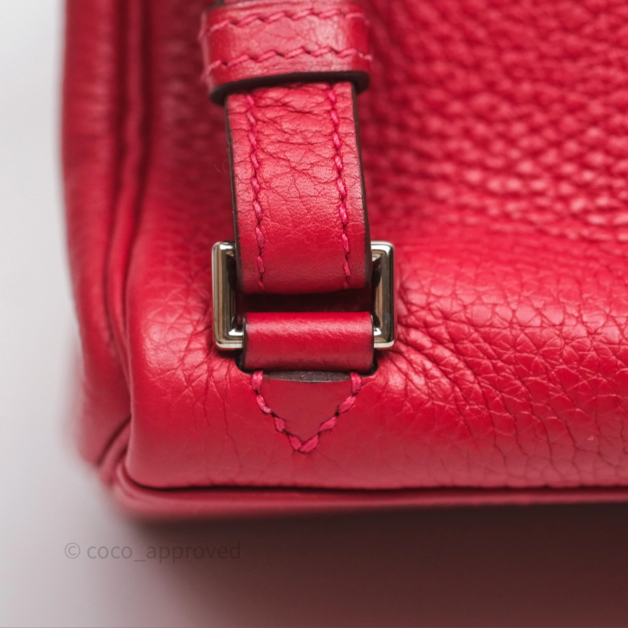 Herms Kelly Ado Backpack Red Rouge Clemence Palladium Hardware