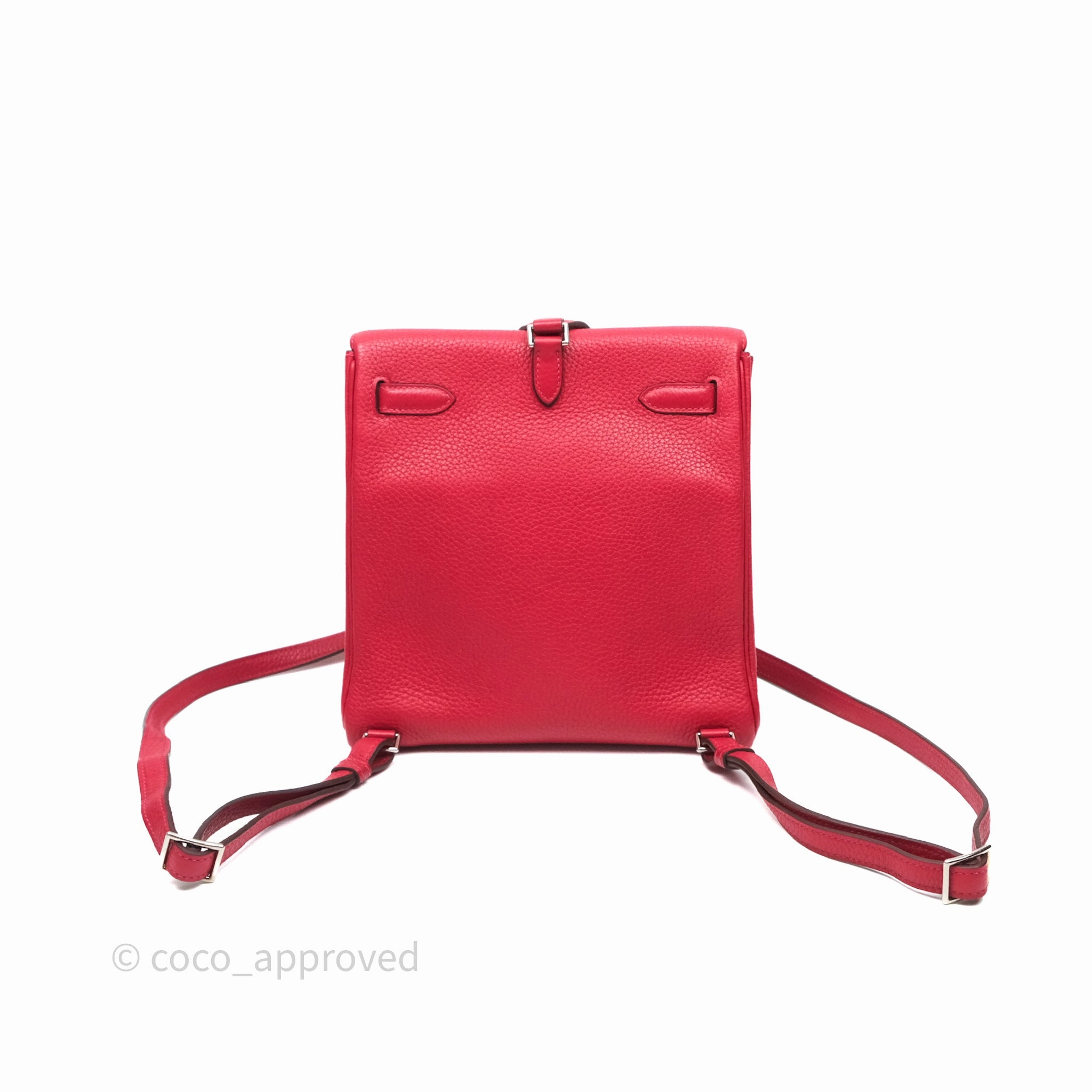 Herms Kelly Ado Backpack Red Rouge Clemence Palladium Hardware
