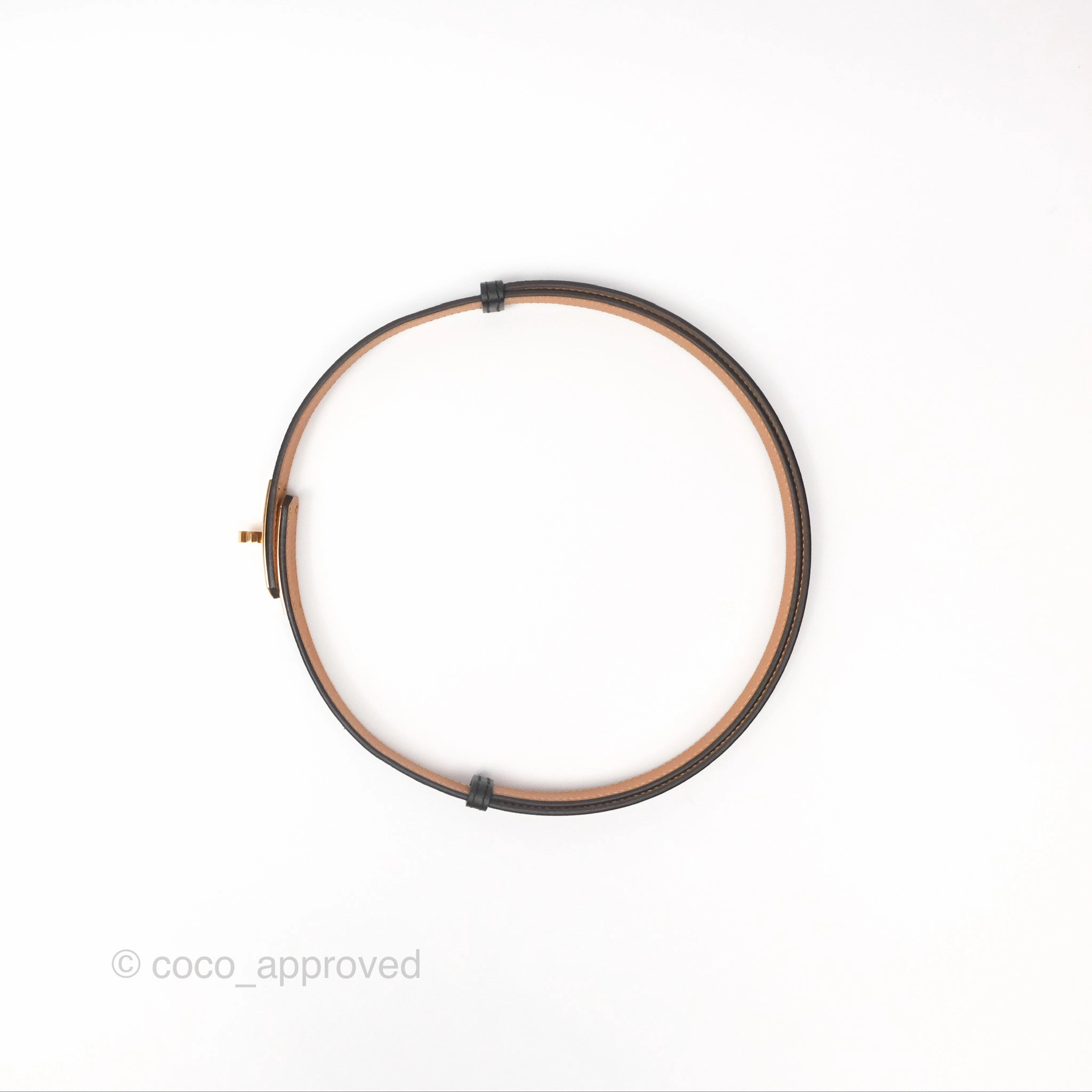 Herms Kelly Belt Black Epsom Rose Gold Hardware