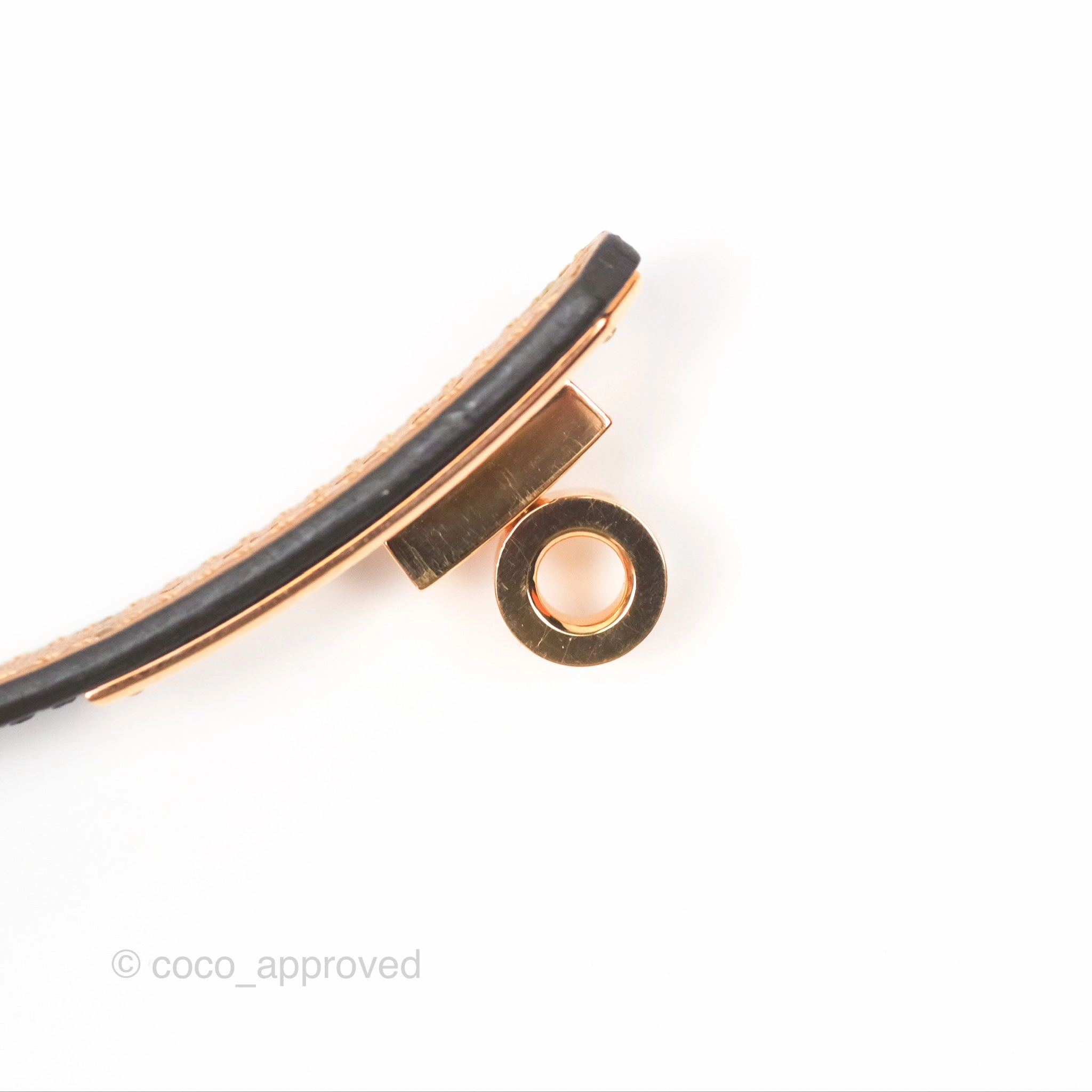 Herms Kelly Belt Black Epsom Rose Gold Hardware