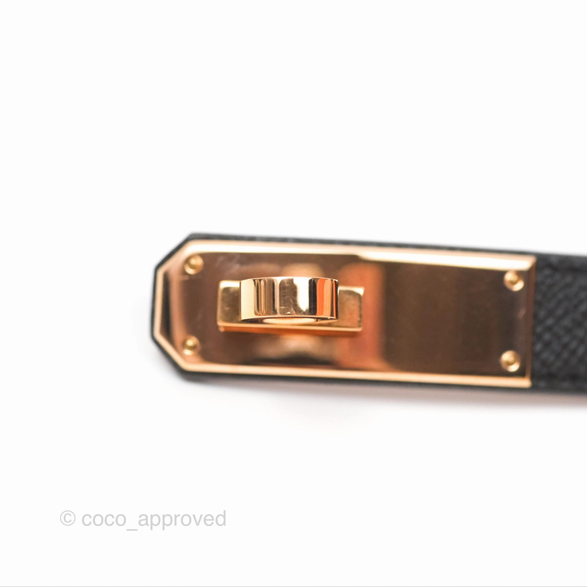 Herms Kelly Belt Black Epsom Rose Gold Hardware