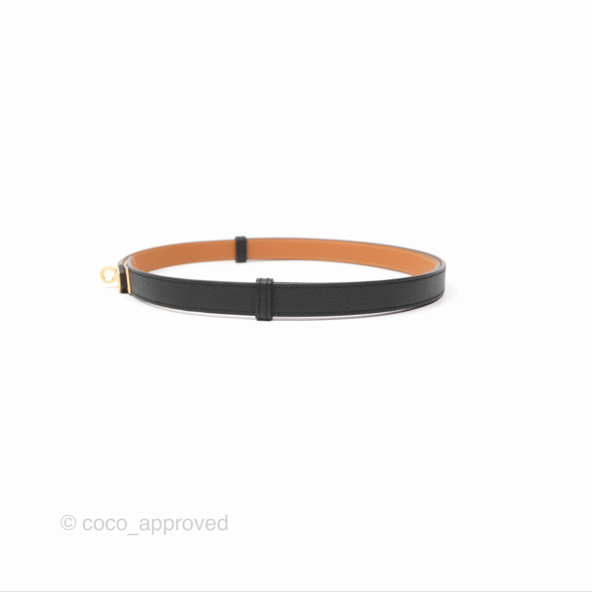 Herms Kelly Belt Black Epsom Rose Gold Hardware