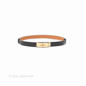 Herms Kelly Belt Black Epsom Rose Gold Hardware
