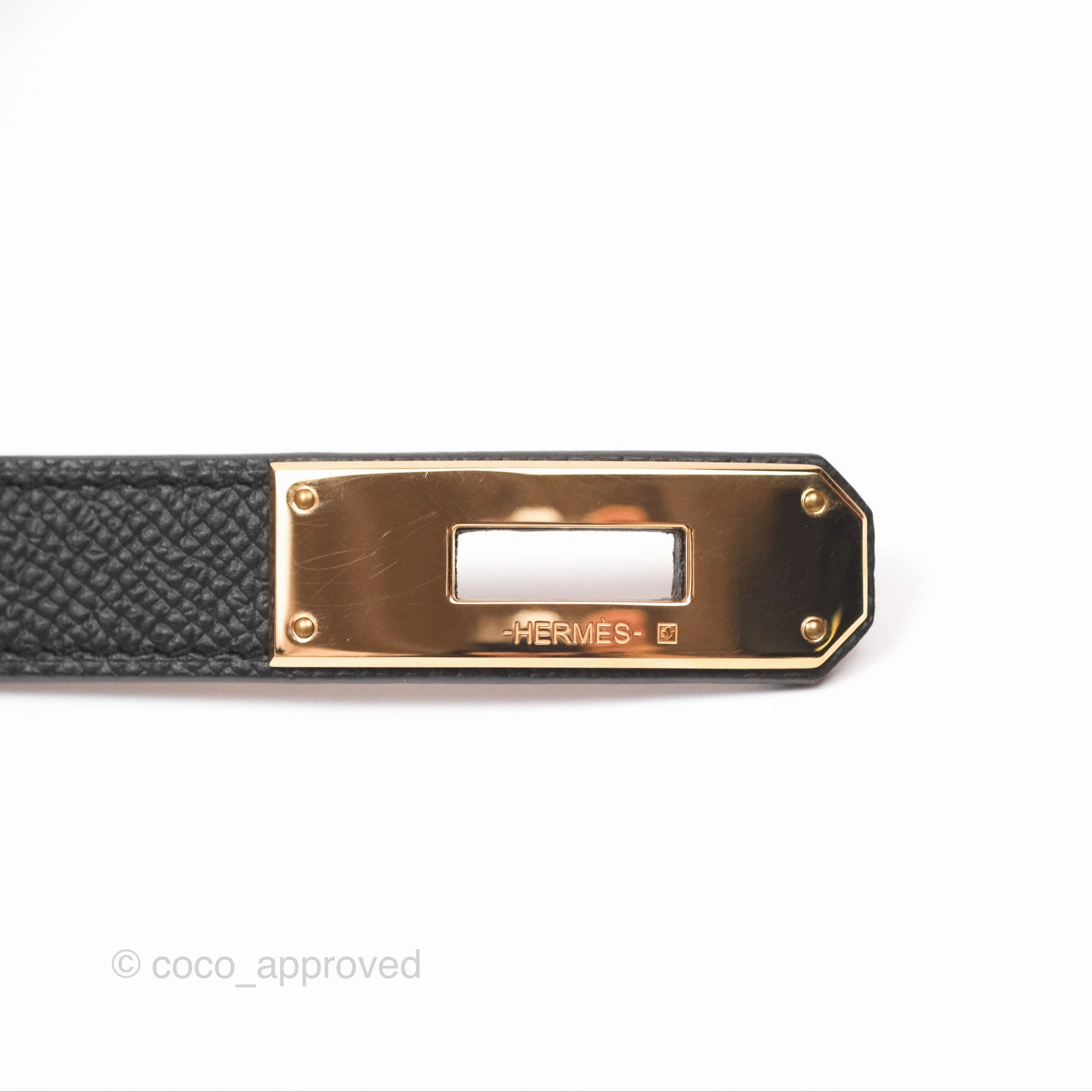Herms Kelly Belt Black Epsom Rose Gold Hardware