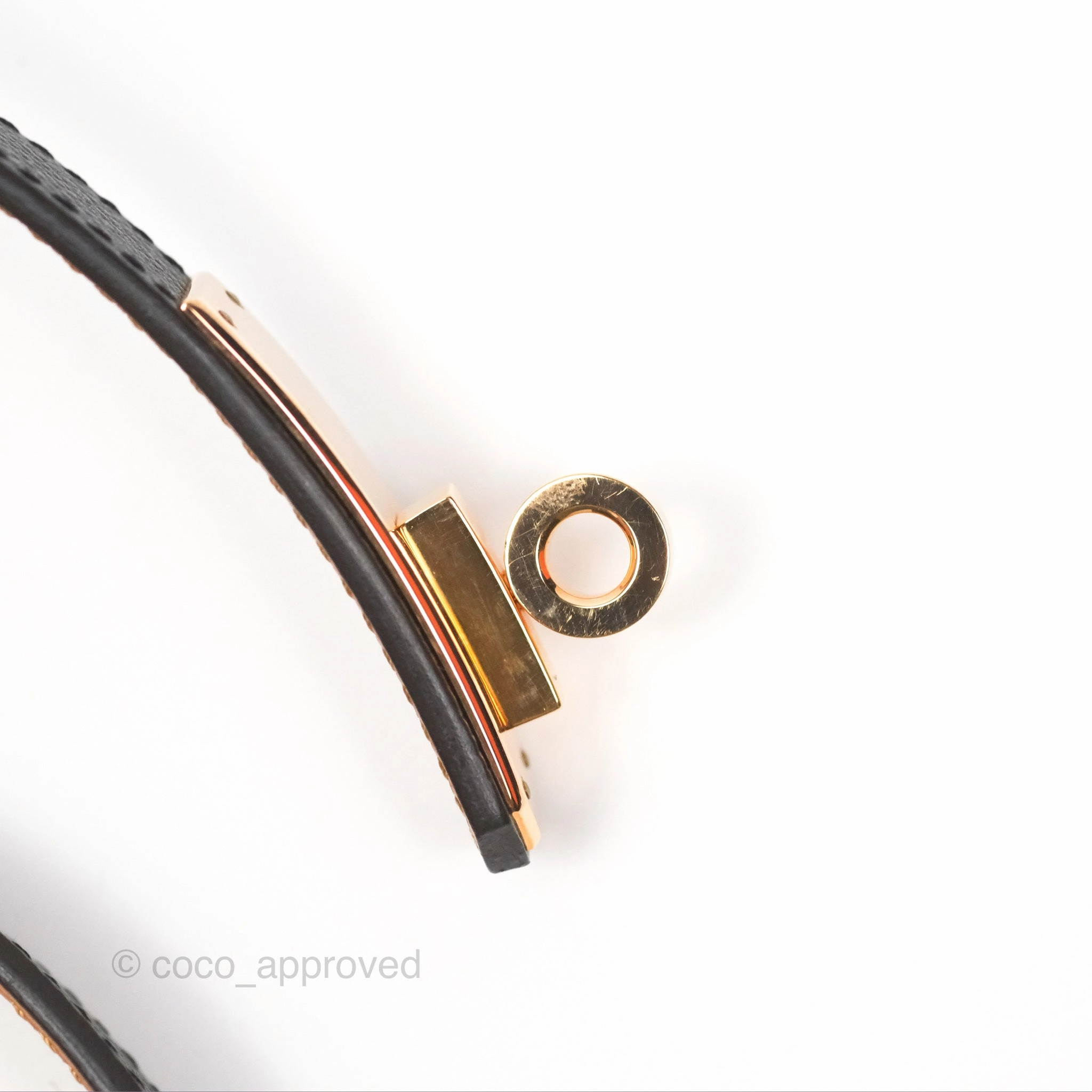 Herms Kelly Belt Black Epsom Rose Gold Hardware