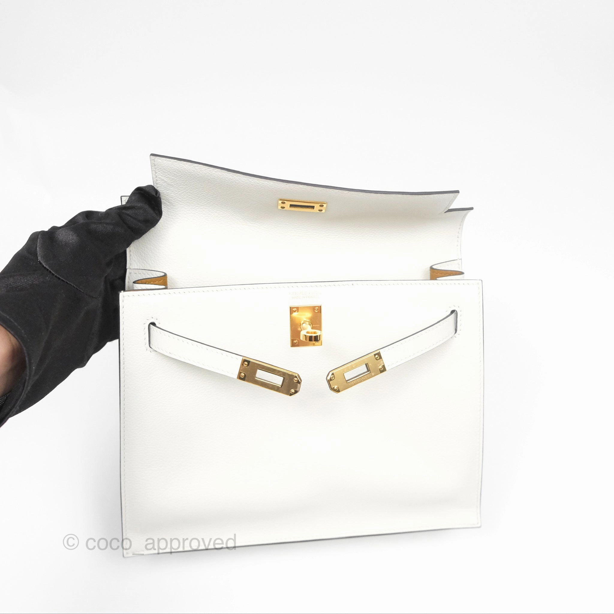 Herms Kelly Danse II Bag Blanc/Kraft Evercolor Gold Hardware