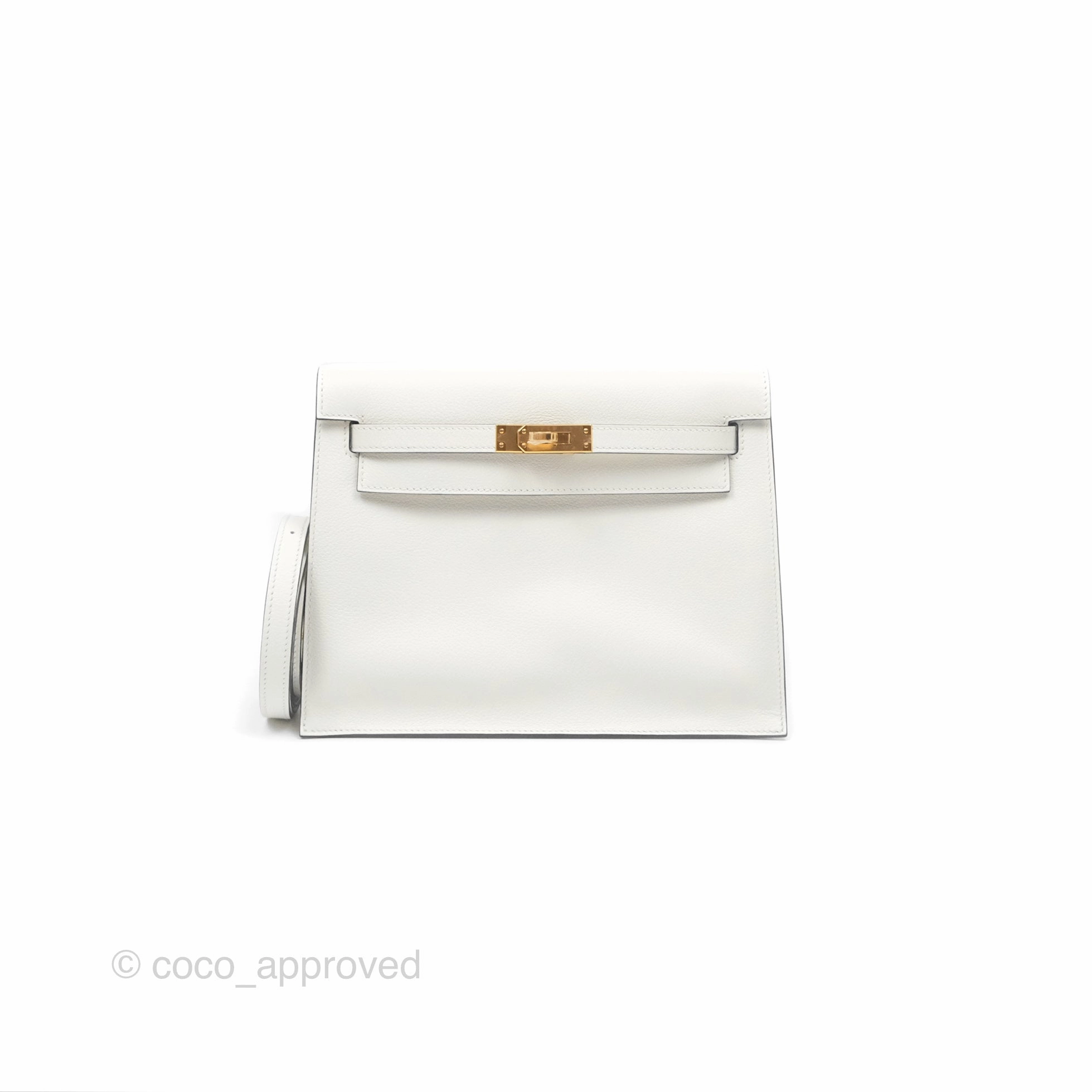 Herms Kelly Danse II Bag Blanc/Kraft Evercolor Gold Hardware