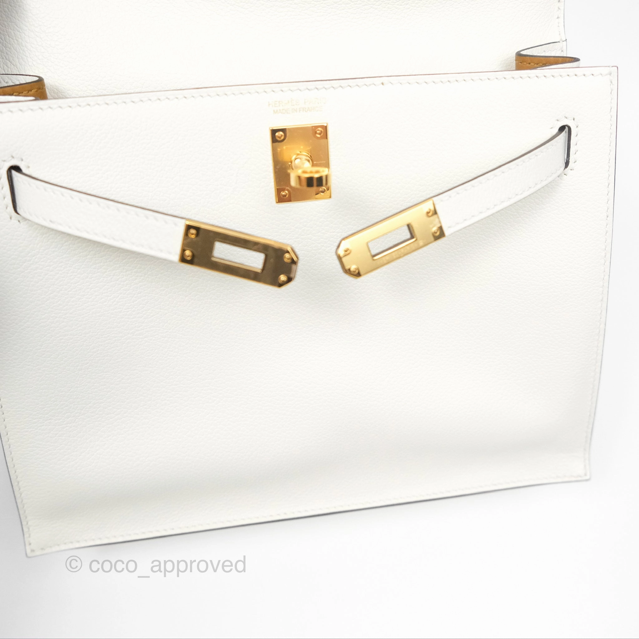 Herms Kelly Danse II Bag Blanc/Kraft Evercolor Gold Hardware