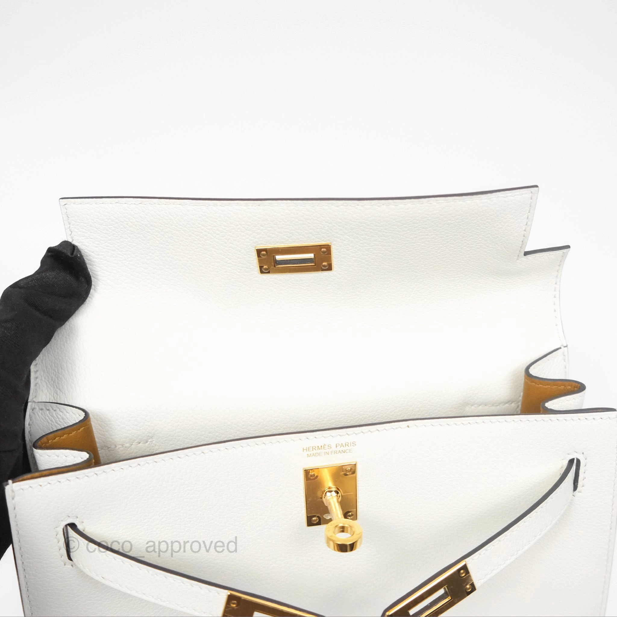 Herms Kelly Danse II Bag Blanc/Kraft Evercolor Gold Hardware