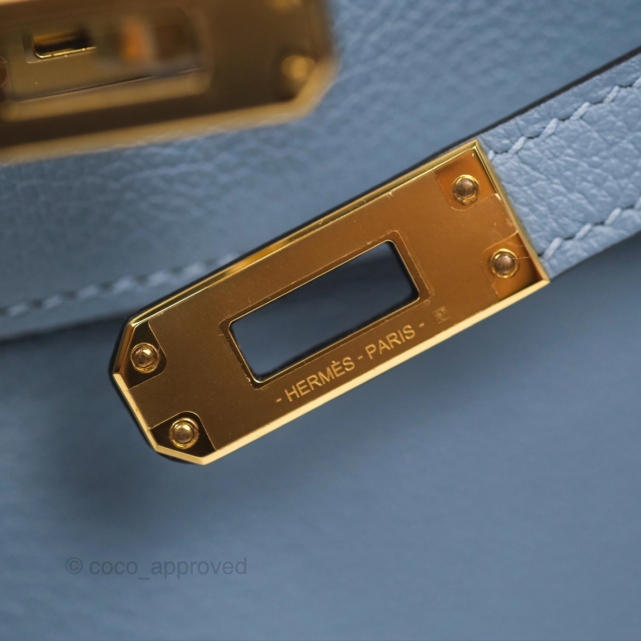 Herms Kelly Danse II Bag Blue Lin J7 Evercolor Gold Hardware