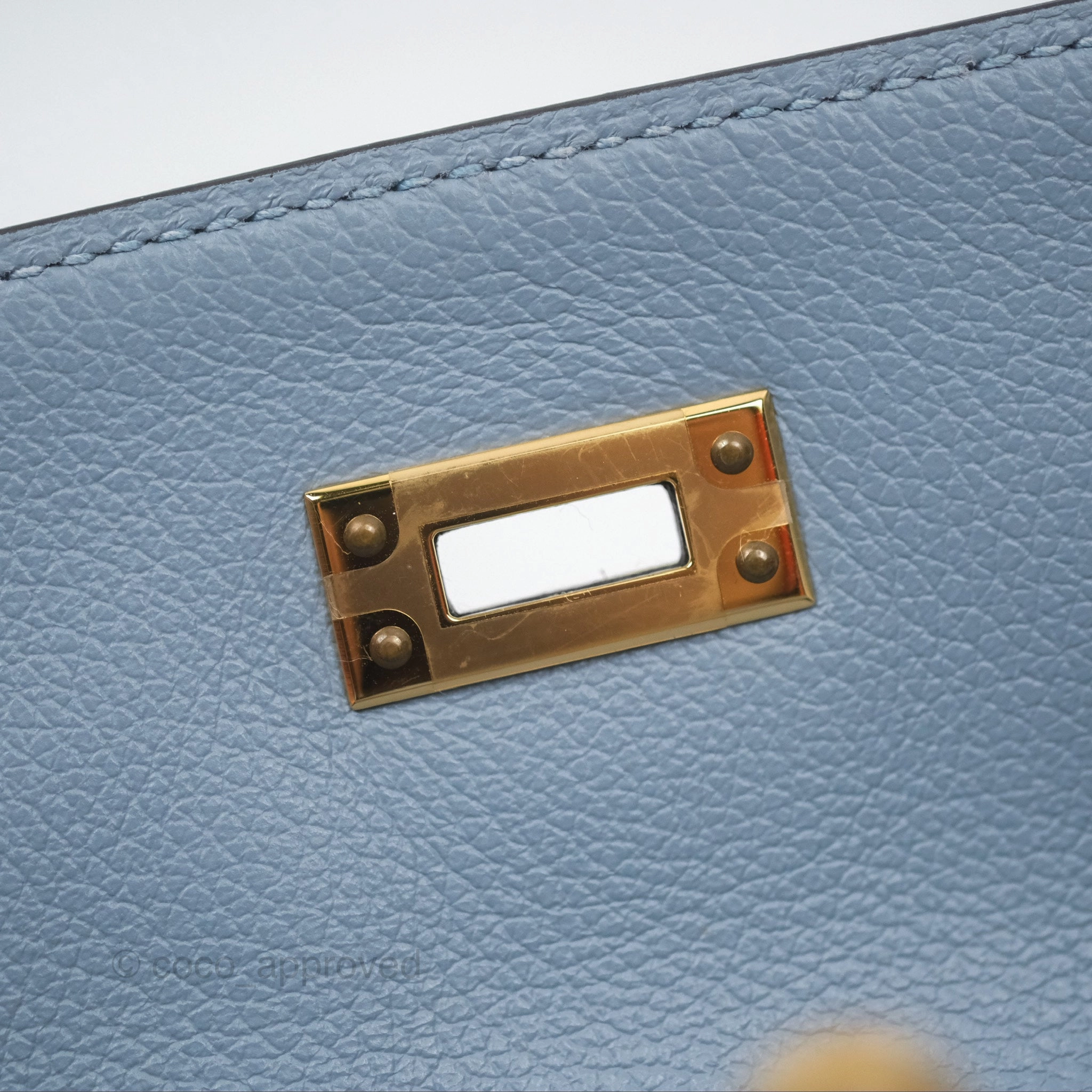 Herms Kelly Danse II Bag Blue Lin J7 Evercolor Gold Hardware