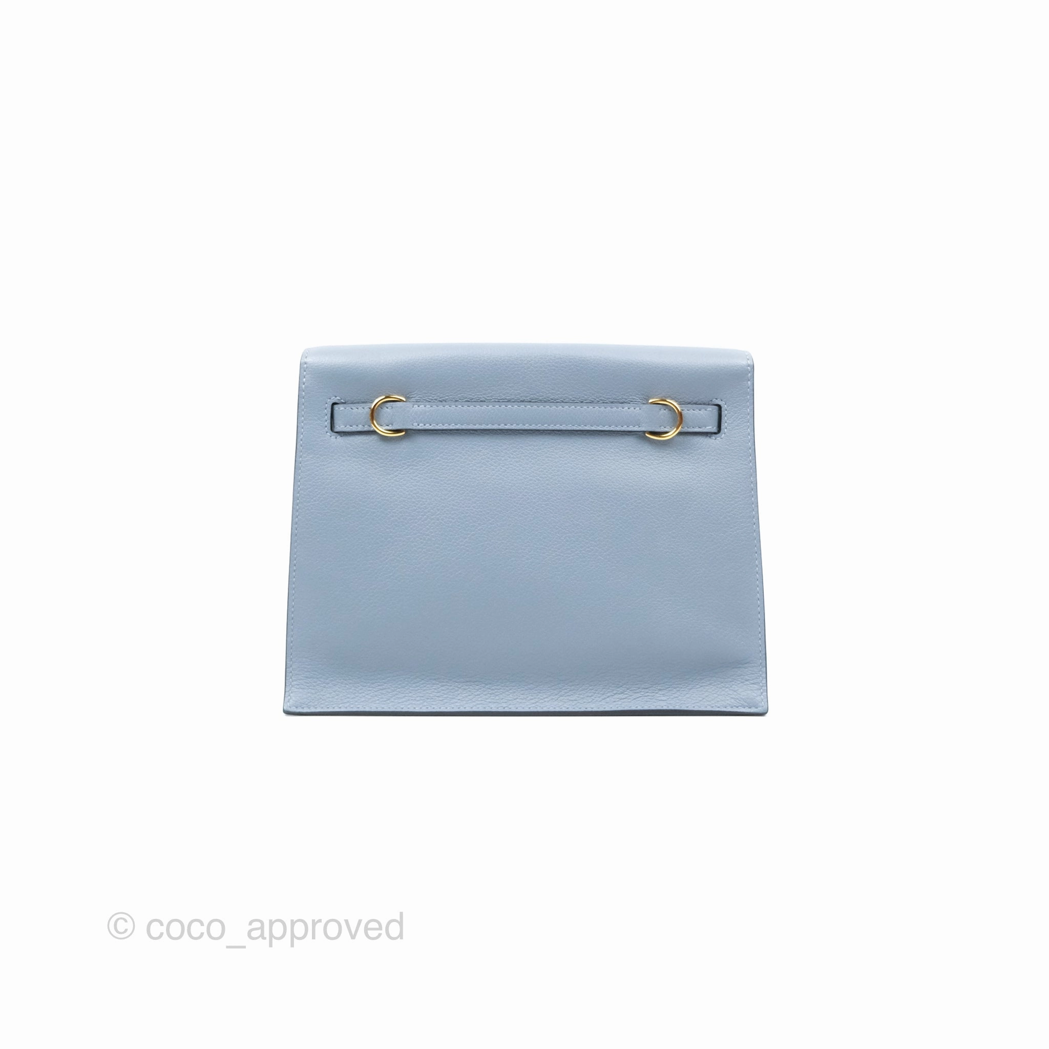 Herms Kelly Danse II Bag Blue Lin J7 Evercolor Gold Hardware