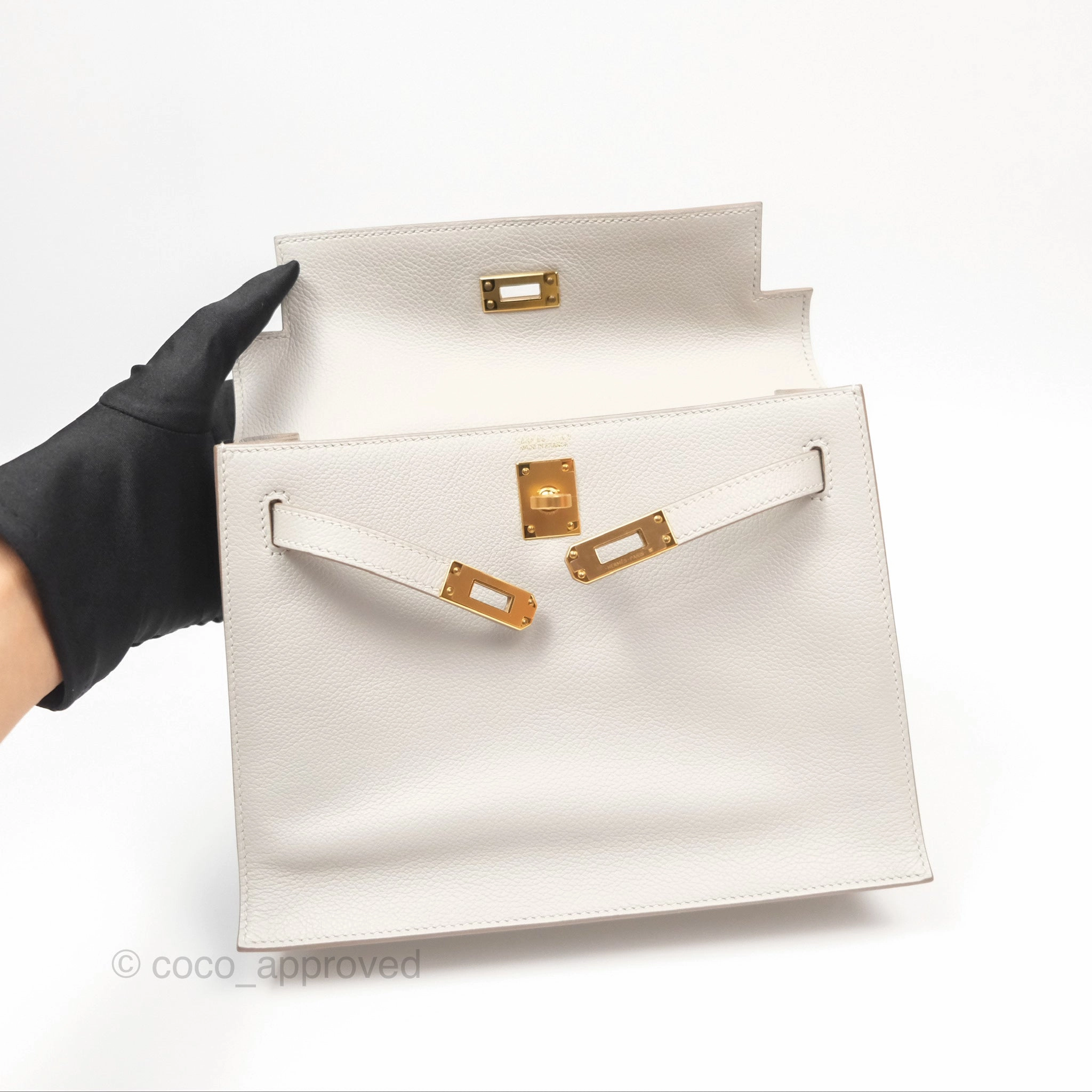 Herms Kelly Danse II Bag Gris Perle 80 Evercolor Gold Hardware