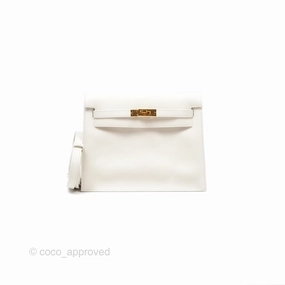Herms Kelly Danse II Bag White Evercolor Gold Hardware