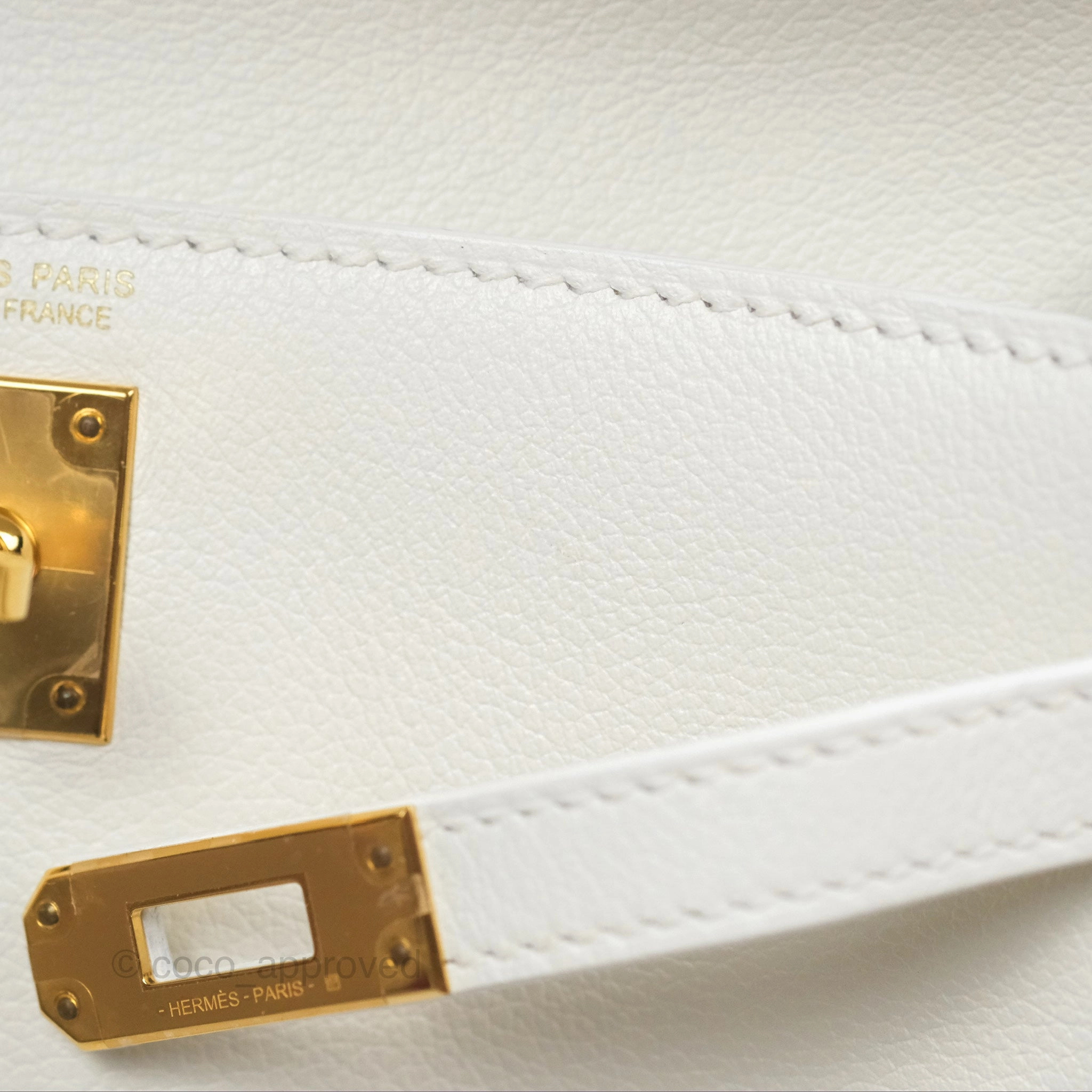 Herms Kelly Danse II Bag White Evercolor Gold Hardware