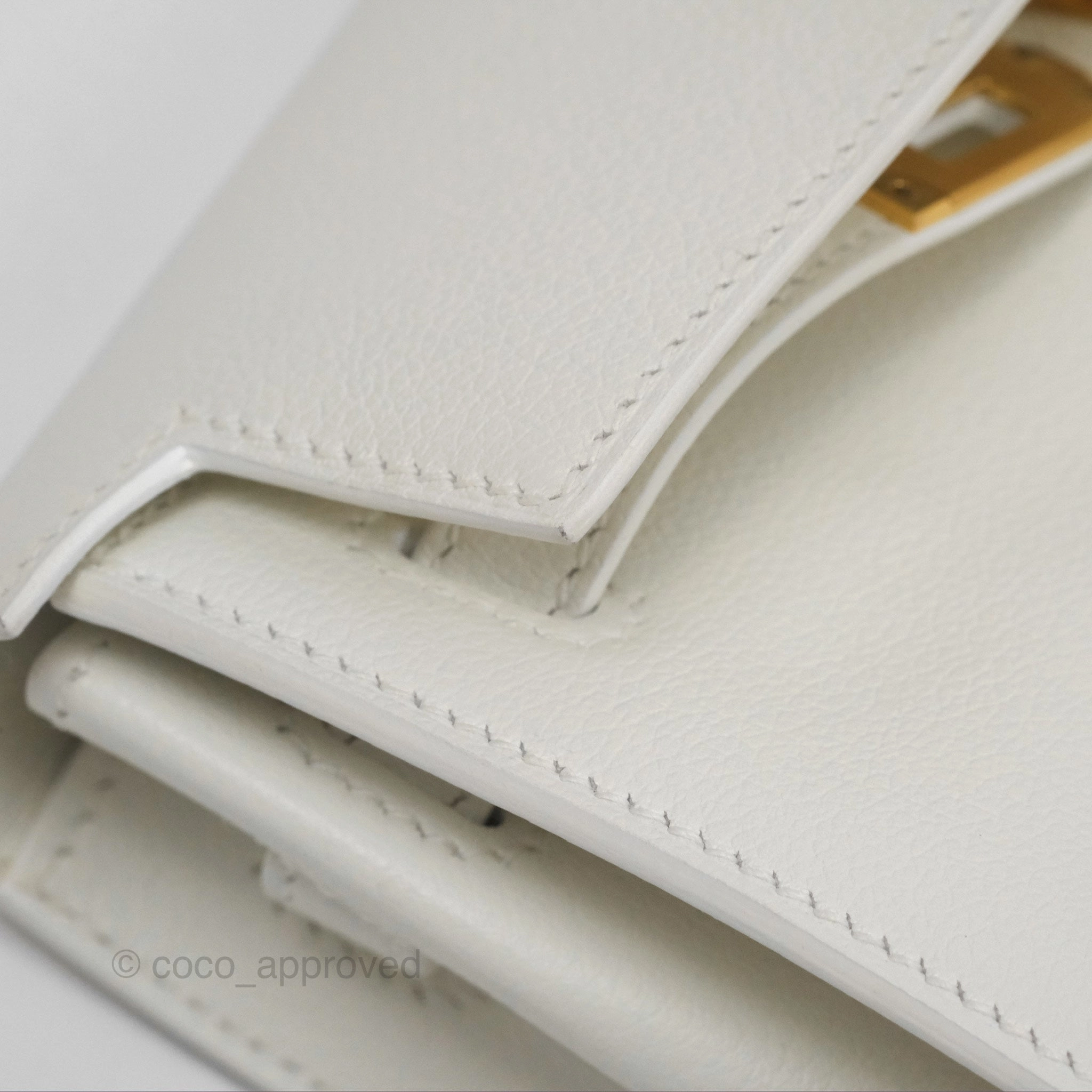 Herms Kelly Danse II Bag White Evercolor Gold Hardware