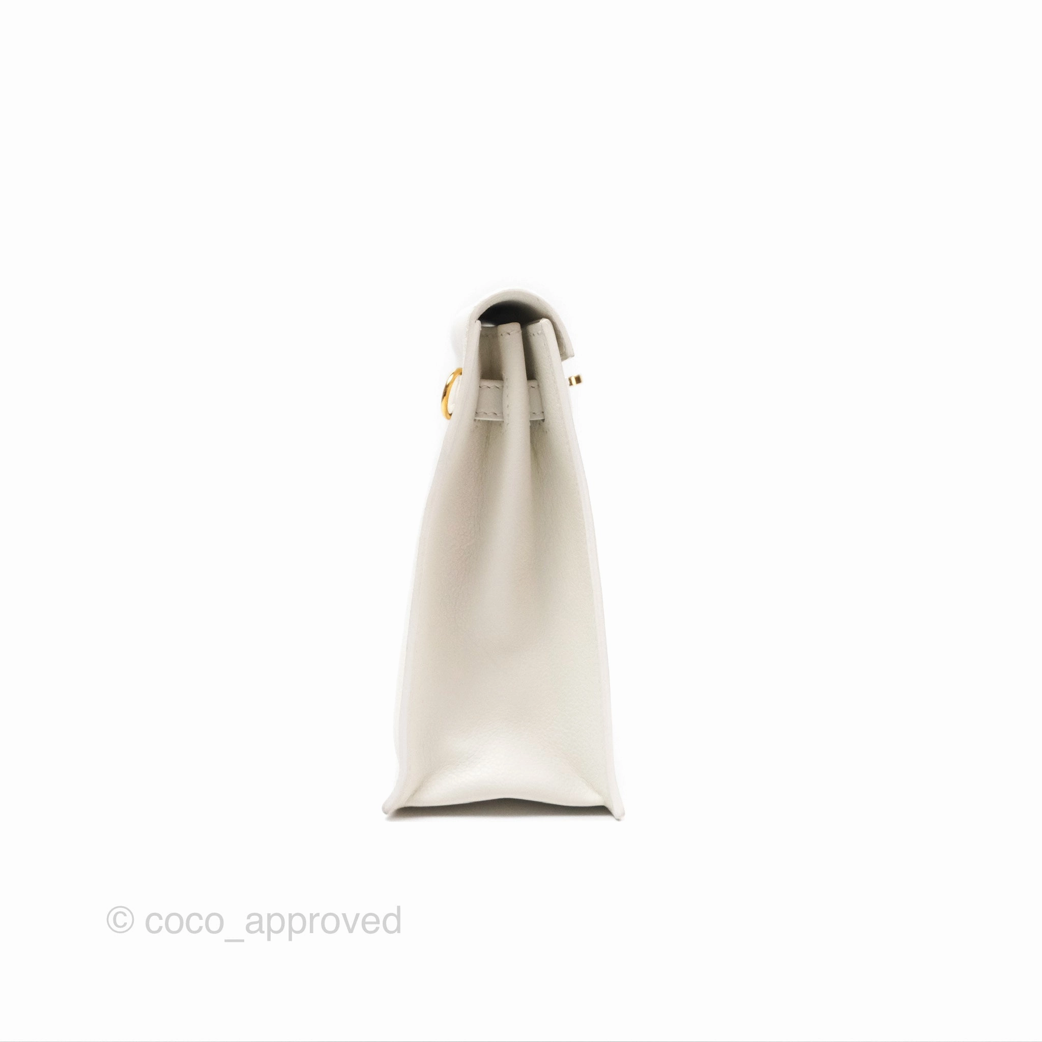 Herms Kelly Danse II Bag White Evercolor Gold Hardware