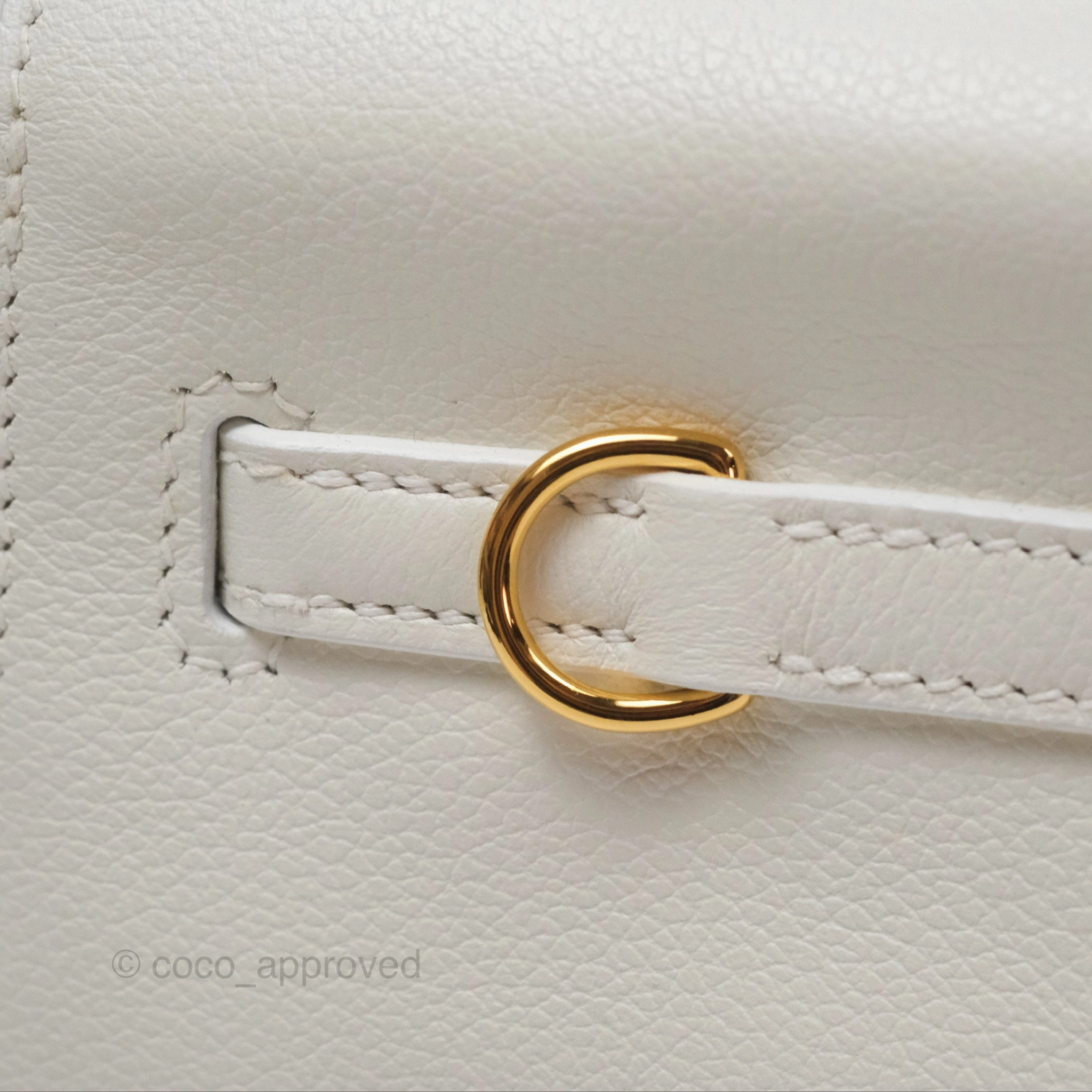 Herms Kelly Danse II Bag White Evercolor Gold Hardware