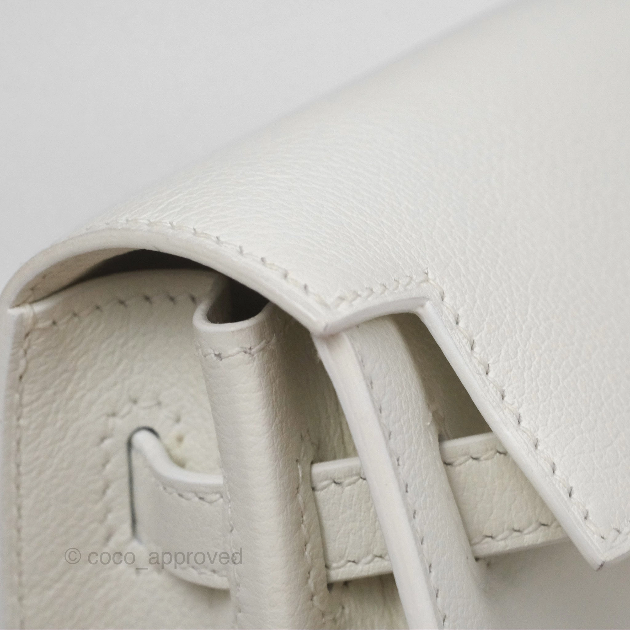 Herms Kelly Danse II Bag White Evercolor Gold Hardware