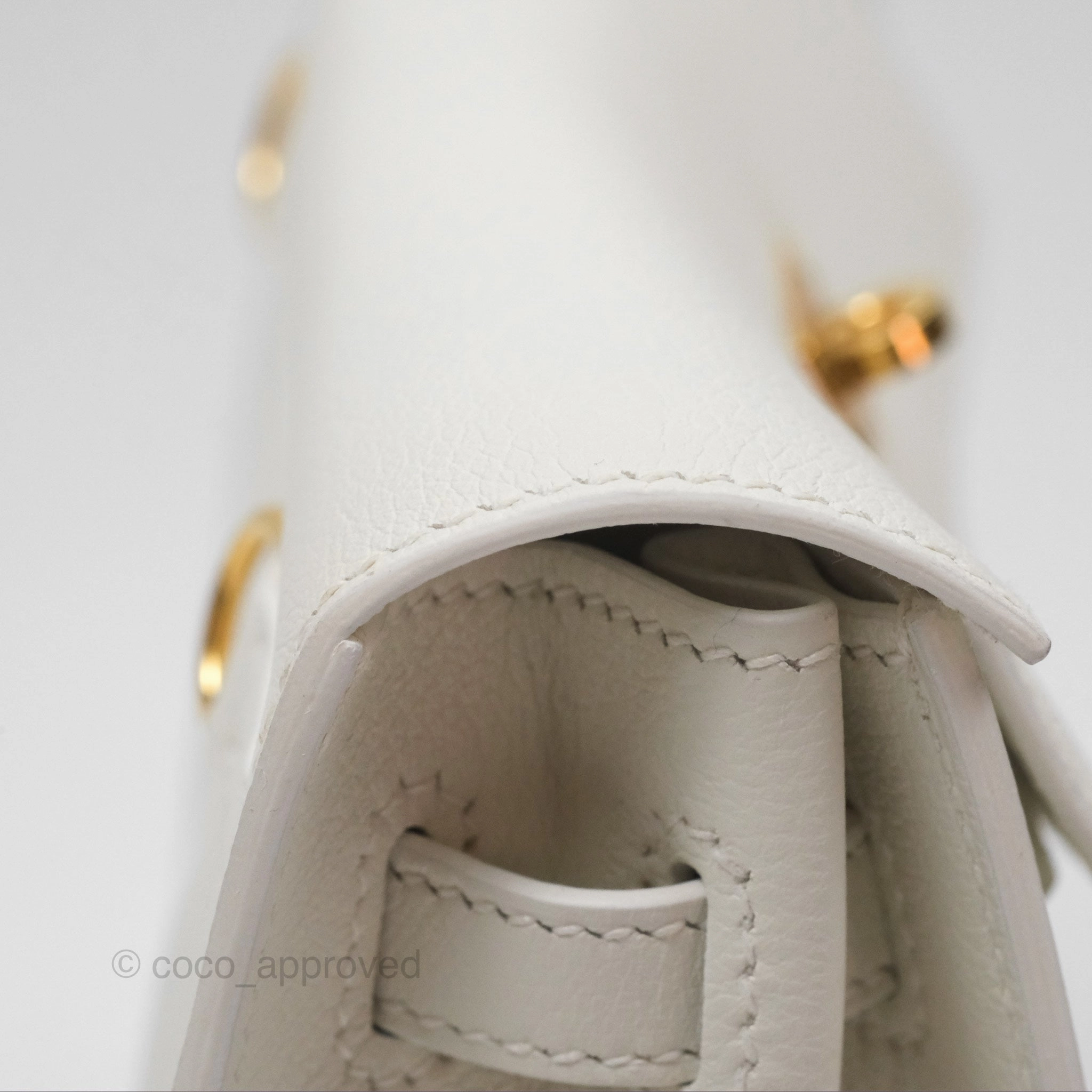 Herms Kelly Danse II Bag White Evercolor Gold Hardware