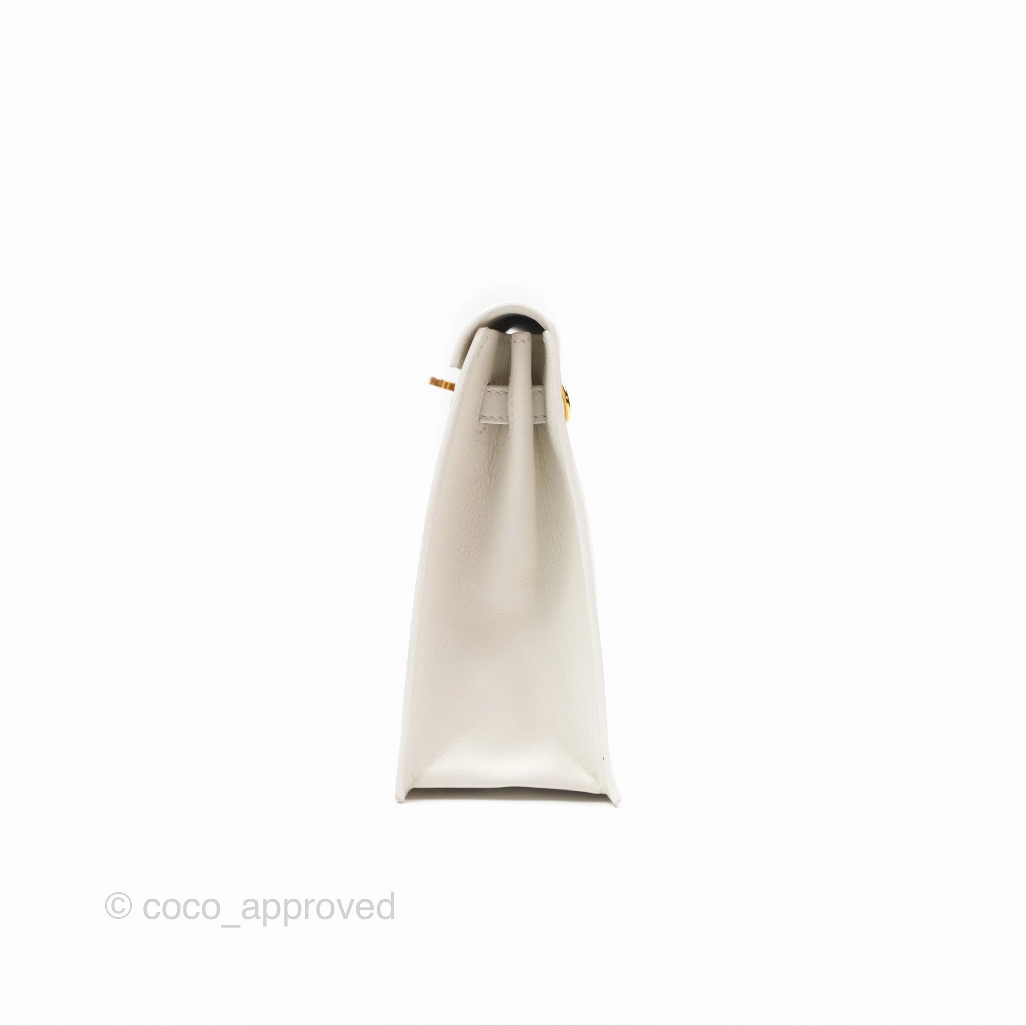 Herms Kelly Danse II Bag White Evercolor Gold Hardware
