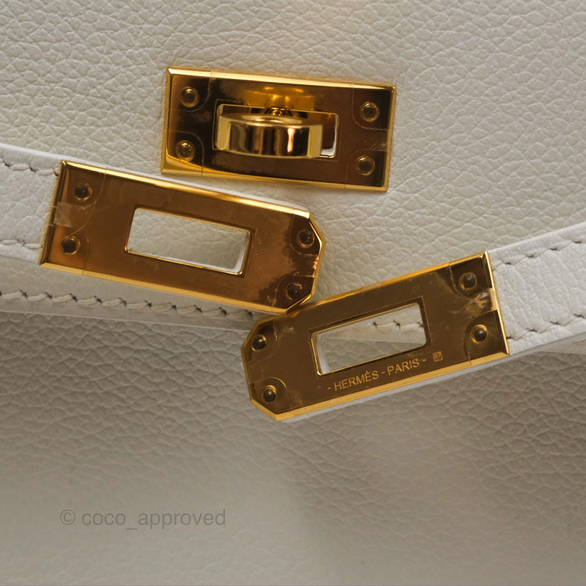Herms Kelly Danse II Bag White Evercolor Gold Hardware