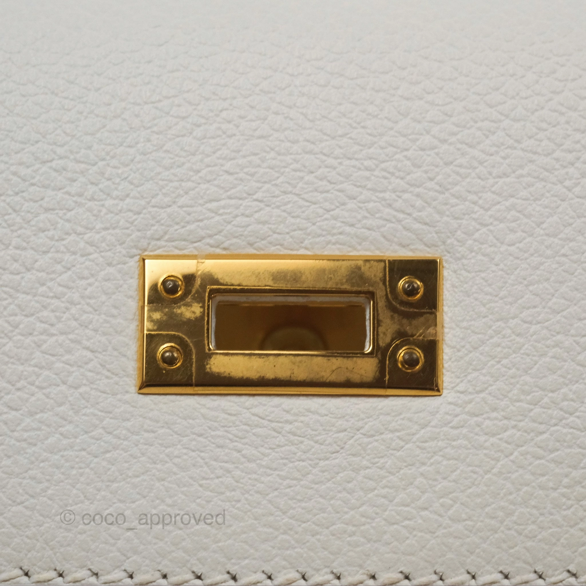 Herms Kelly Danse II Bag White Evercolor Gold Hardware