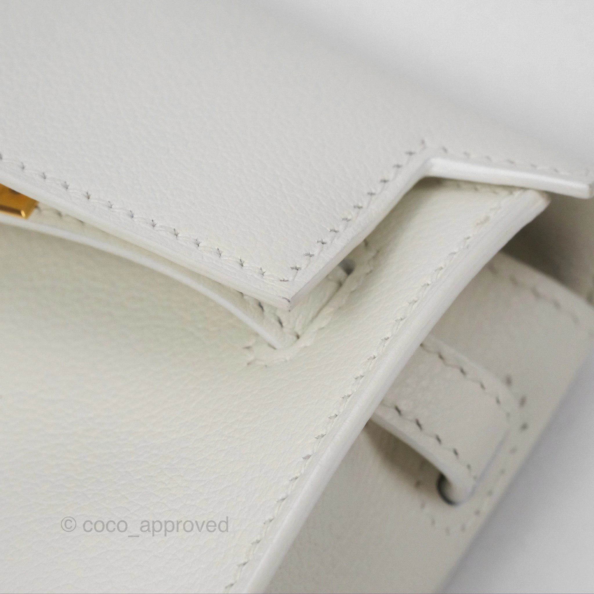 Herms Kelly Danse II Bag White Evercolor Gold Hardware