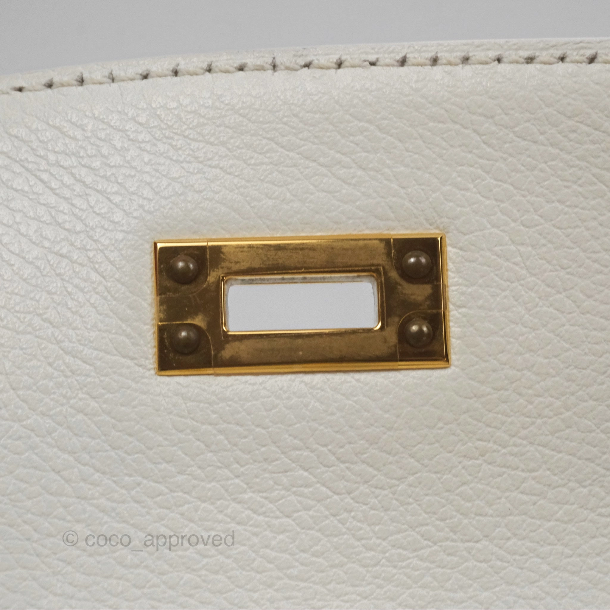 Herms Kelly Danse II Bag White Evercolor Gold Hardware