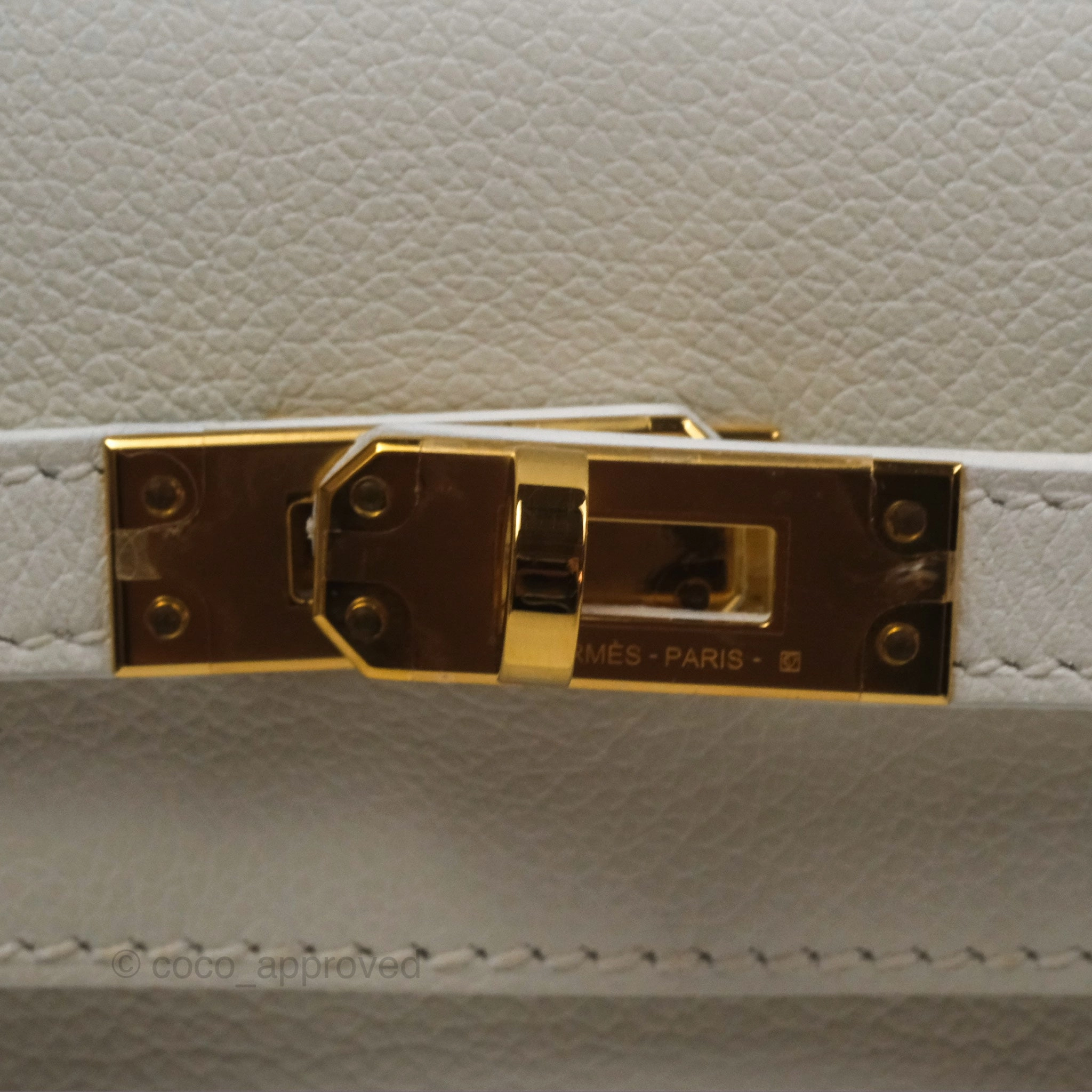 Herms Kelly Danse II Bag White Evercolor Gold Hardware