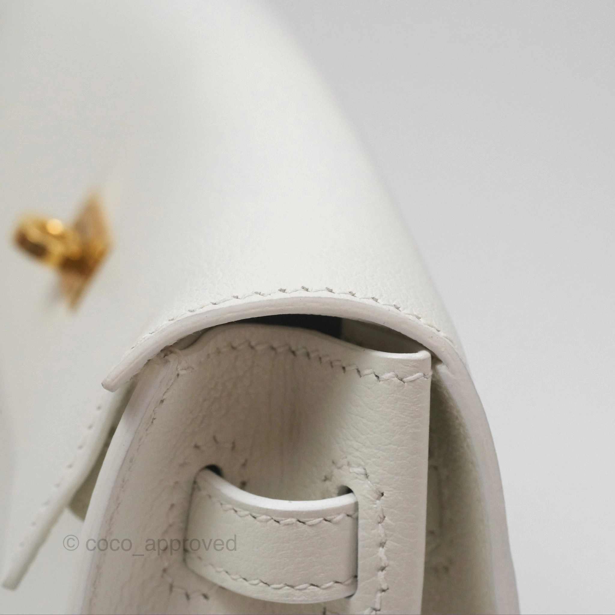 Herms Kelly Danse II Bag White Evercolor Gold Hardware