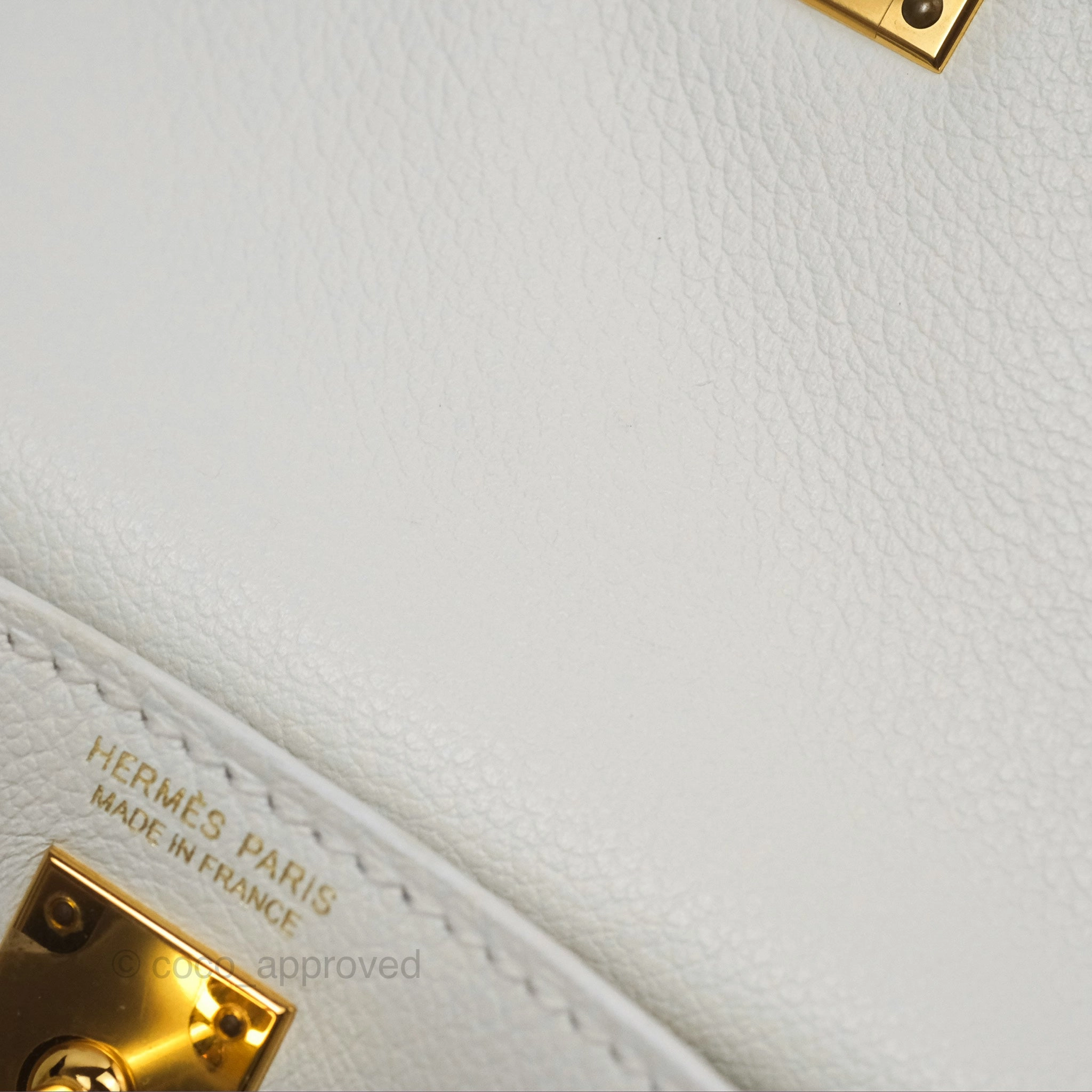 Herms Kelly Danse II Bag White Evercolor Gold Hardware