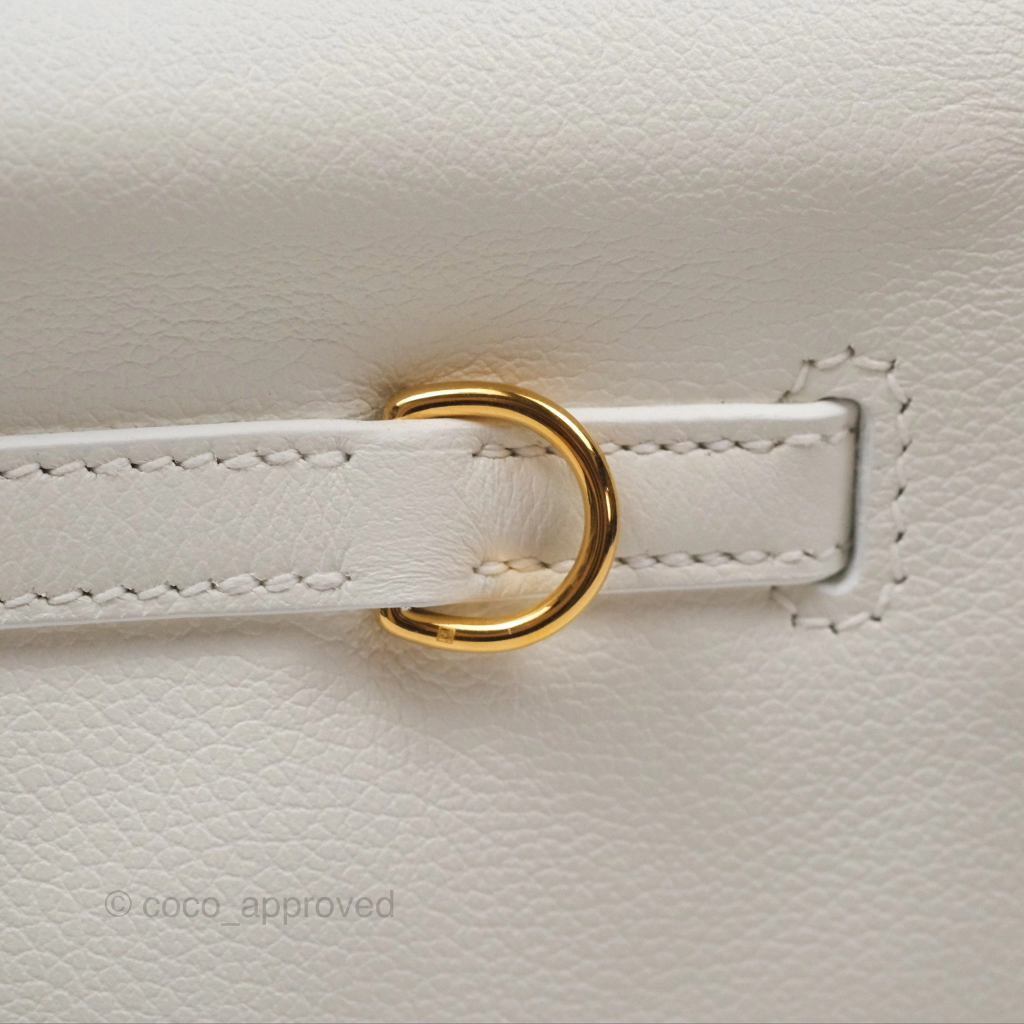 Herms Kelly Danse II Bag White Evercolor Gold Hardware